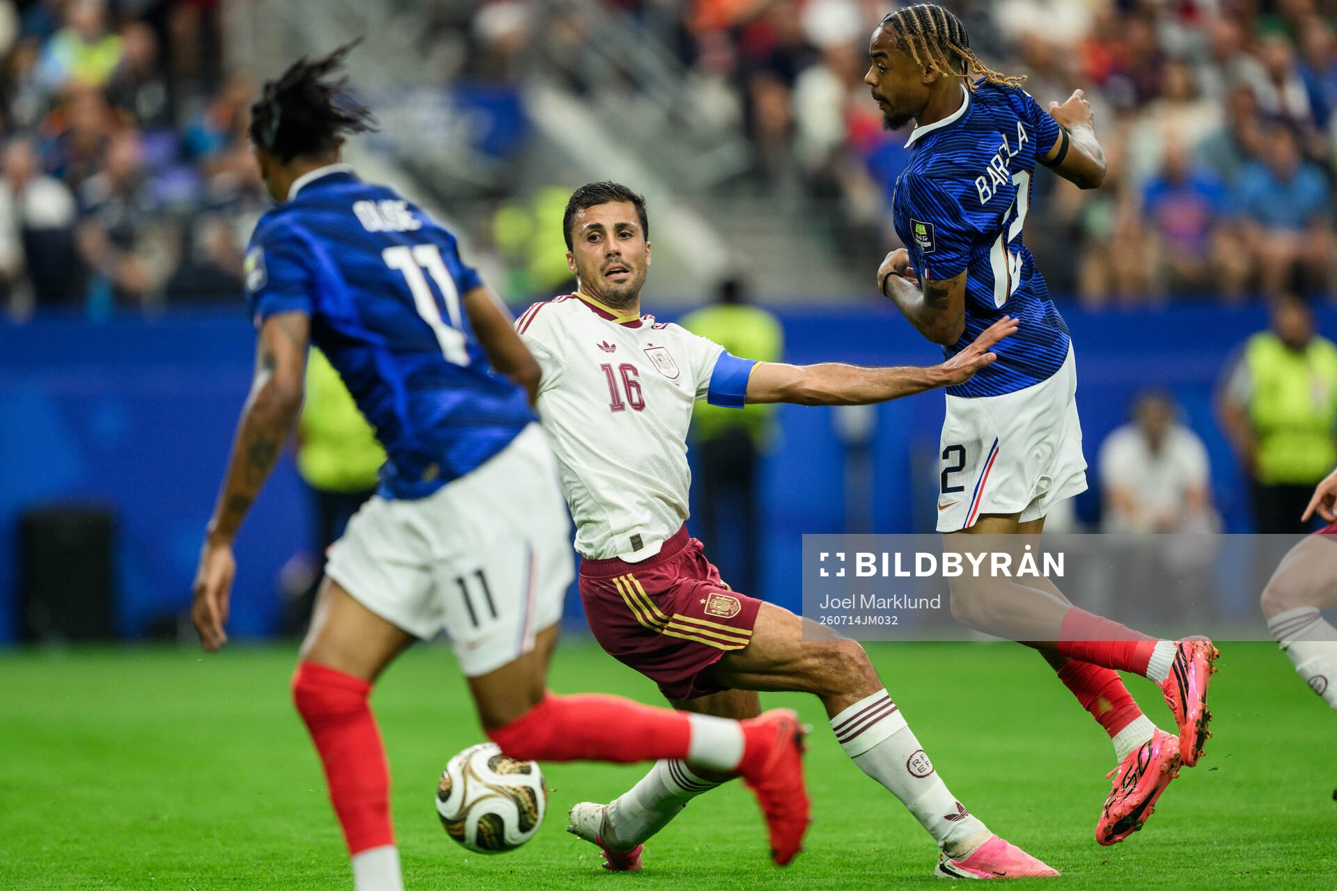 Rodri of Spain and Bradley Barcola of France