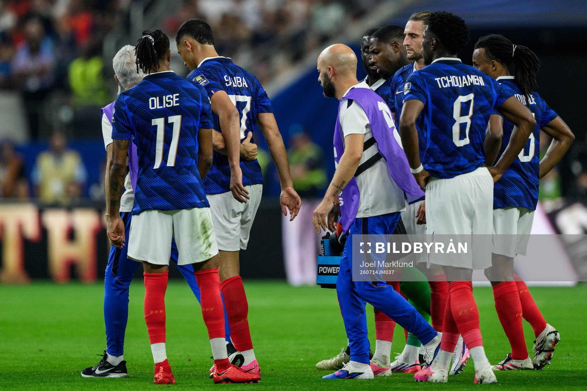 William Saliba of France in pain