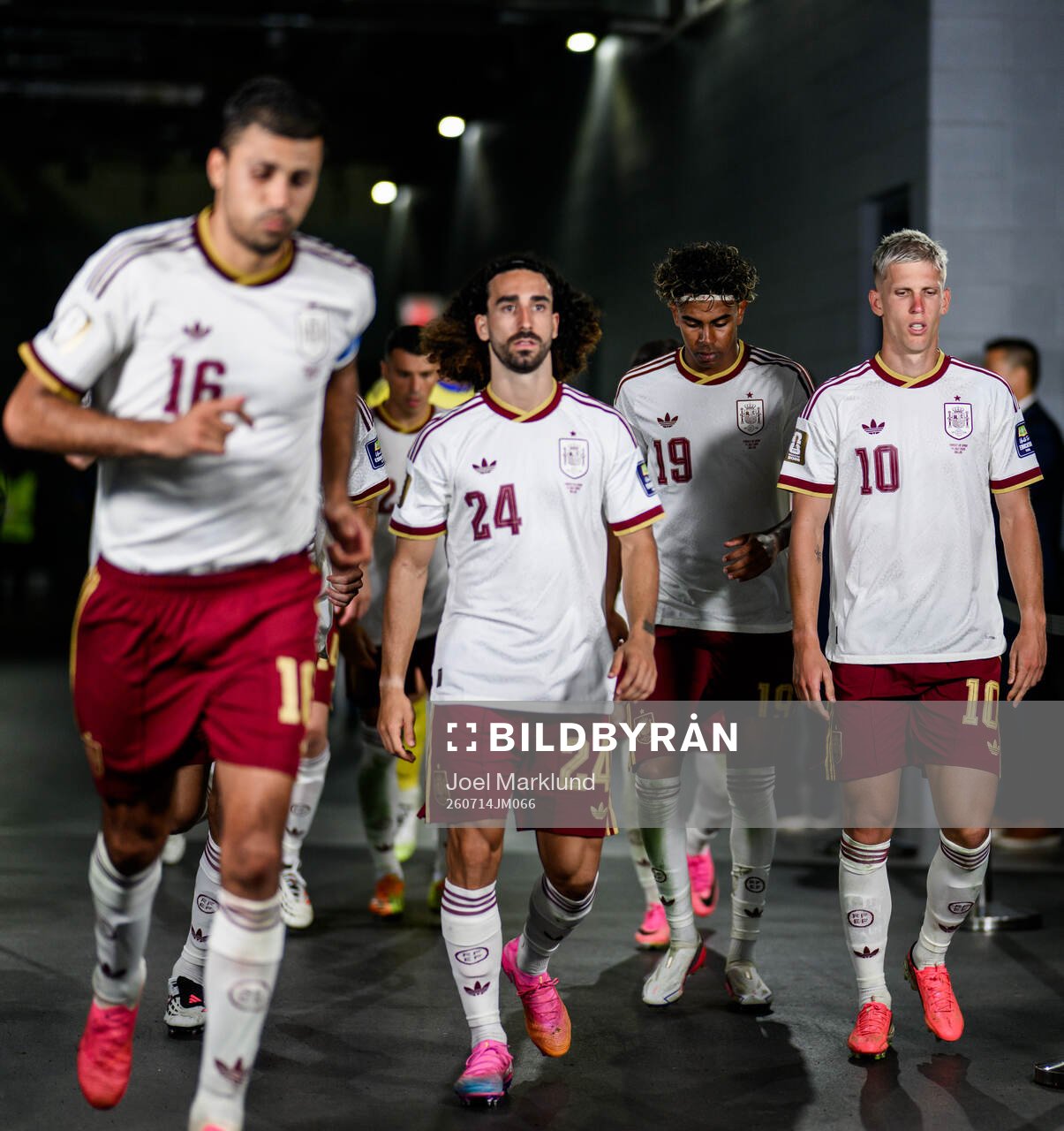 Marc Cucurella, Lamine Yamal and Dani Olmo of Spain