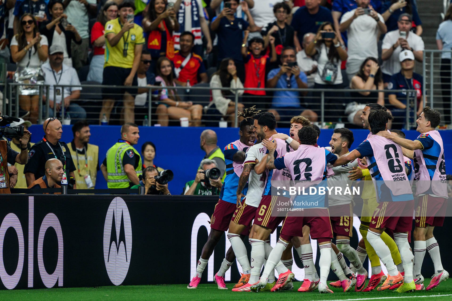 Pedro Porro of Spain celebrate with teammates