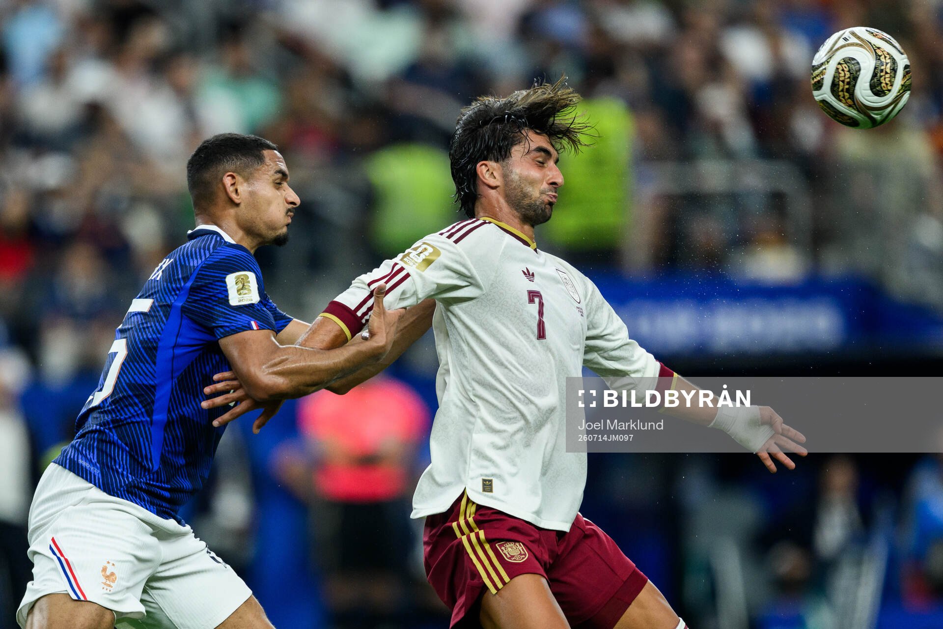 Maghnes Akliouche of France and Ferran Torres of Spain