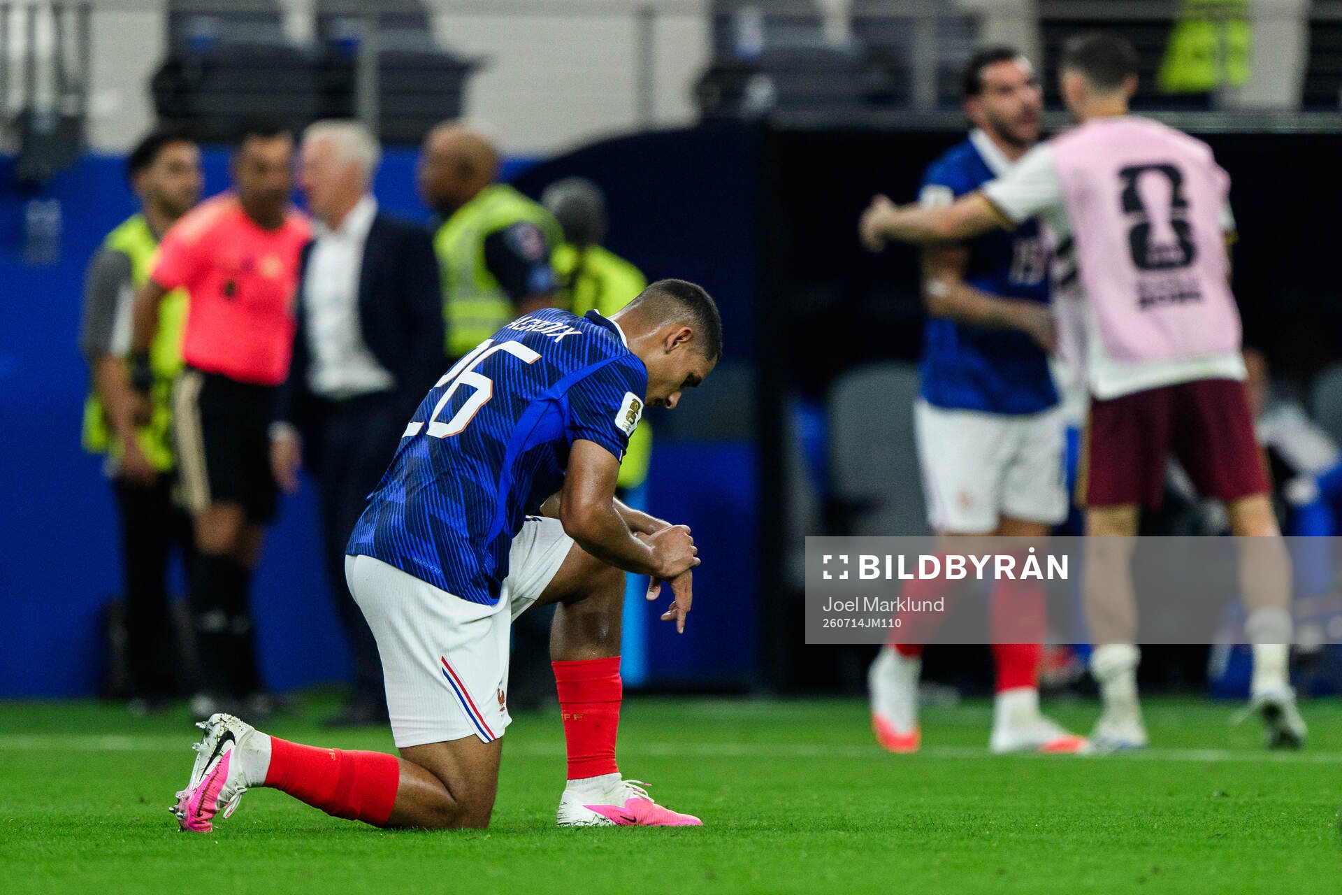 Maxence Lacroix of France looks dejected