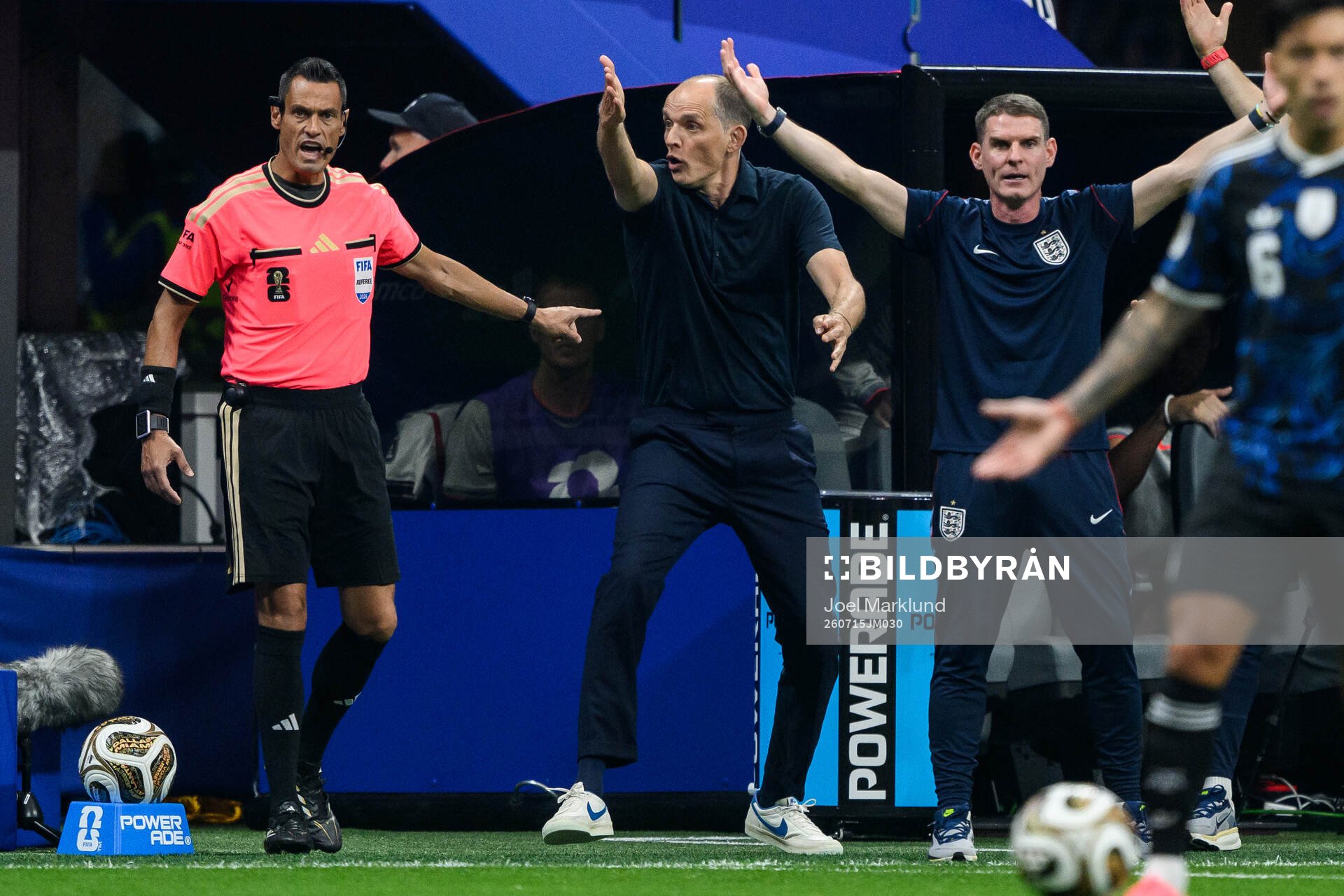 Head coach Thomas Tuchel of England reacts