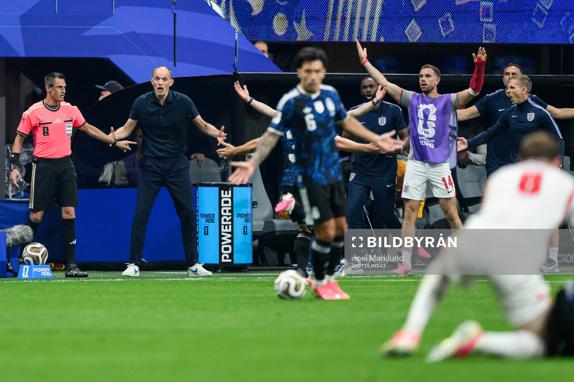 Head coach Thomas Tuchel of England reacts