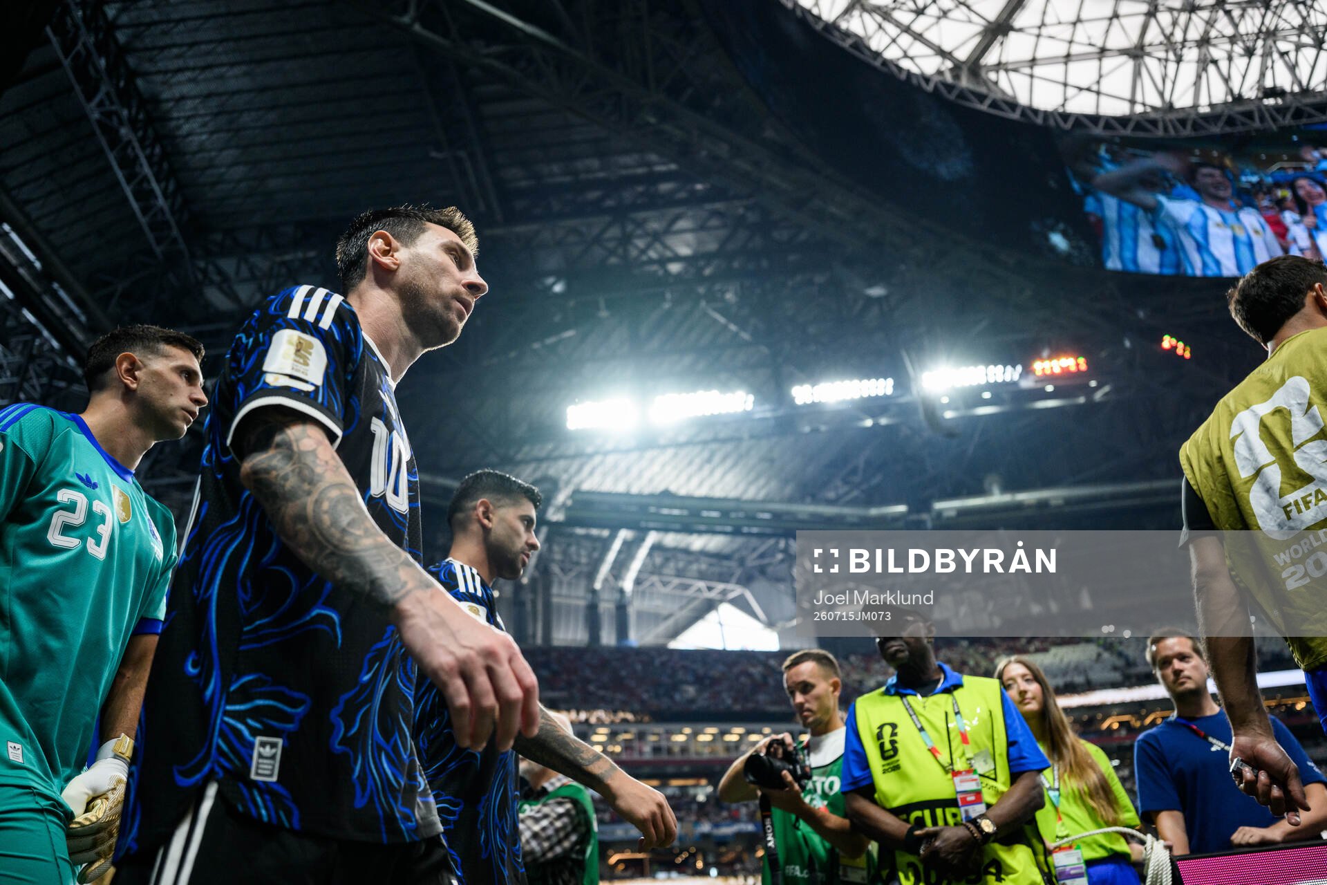 goalkeeper Emiliano Martinez, Lionel Messi and Cristian