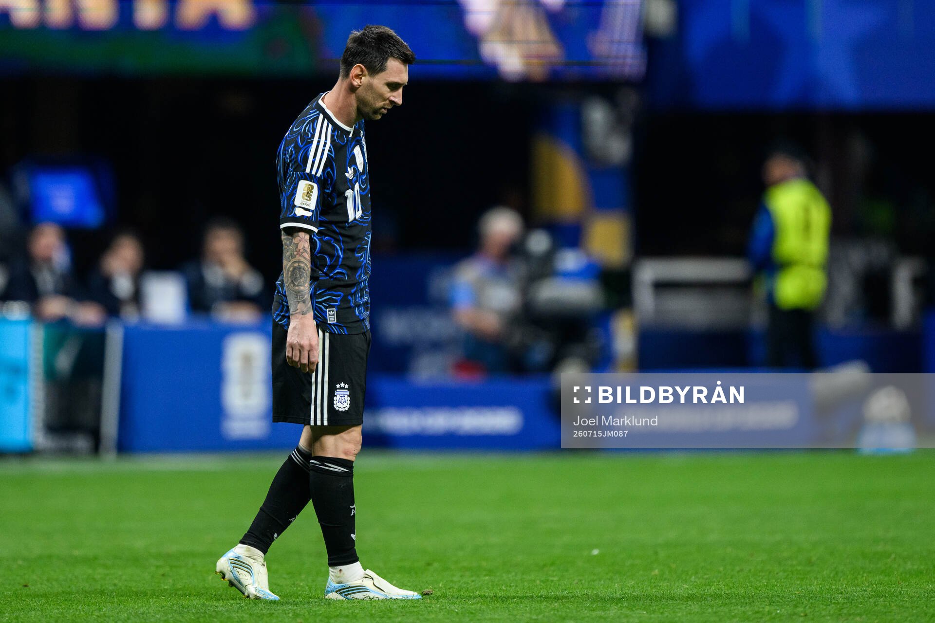 Lionel Messi of Argentina looks dejected