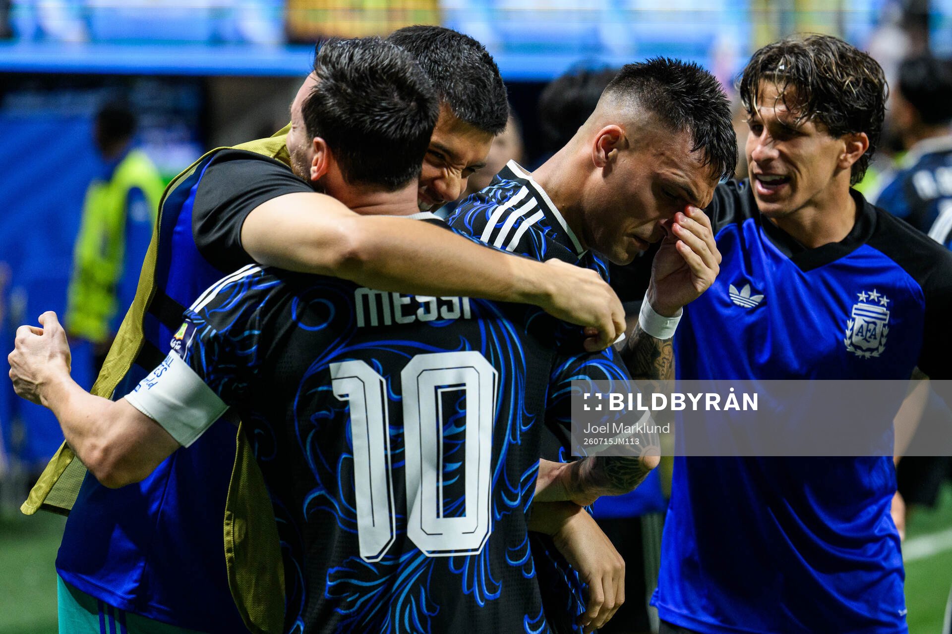 Lionel Messi and Lautaro Martinez of Argentina celebrate