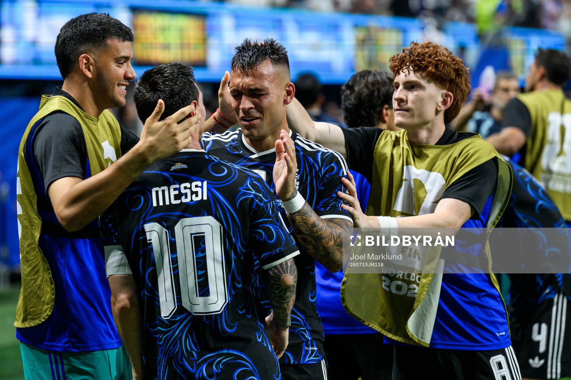 Lionel Messi and Lautaro Martinez of Argentina