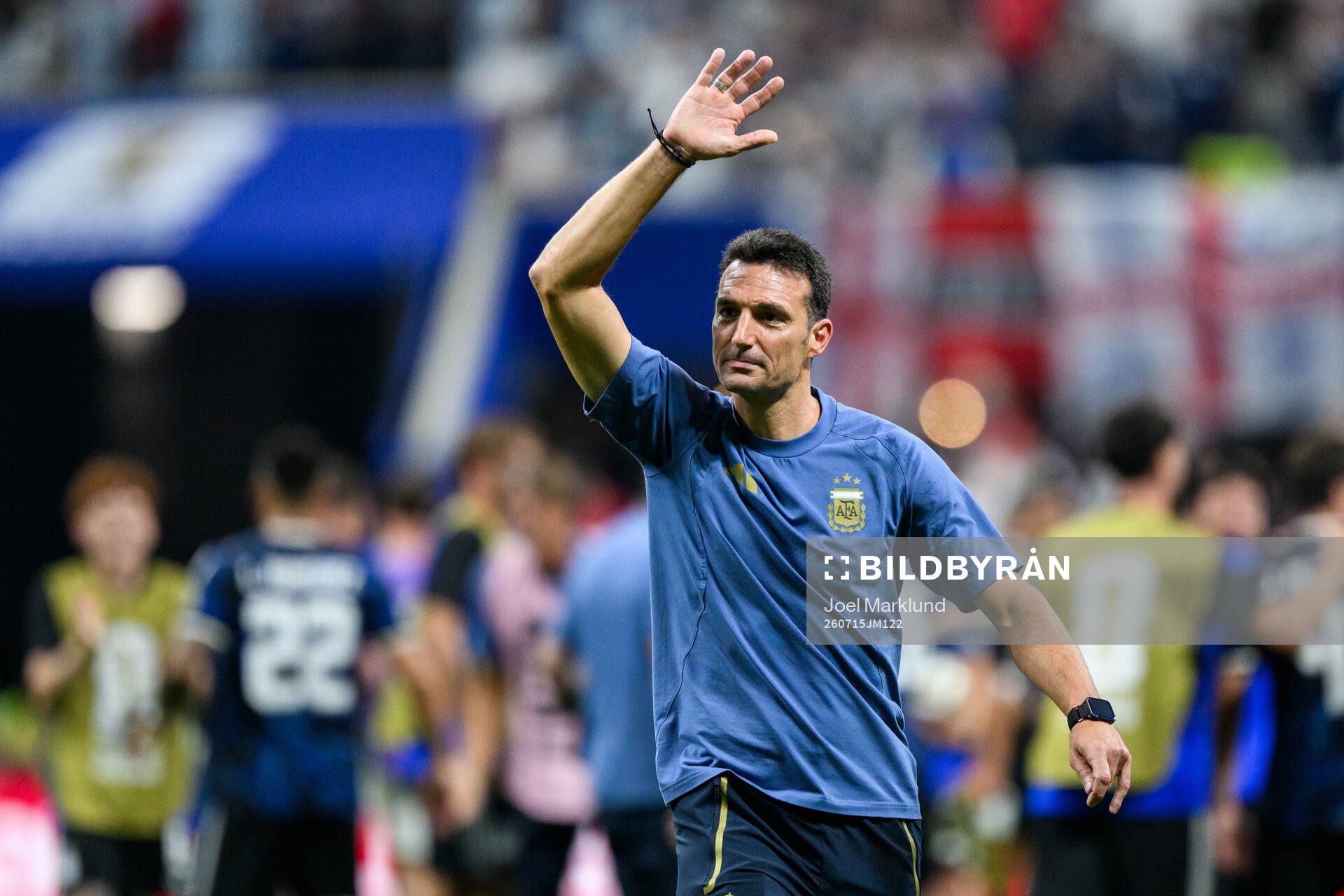 Head coach Lionel Sebastián Scaloni of Argentina celebrates
