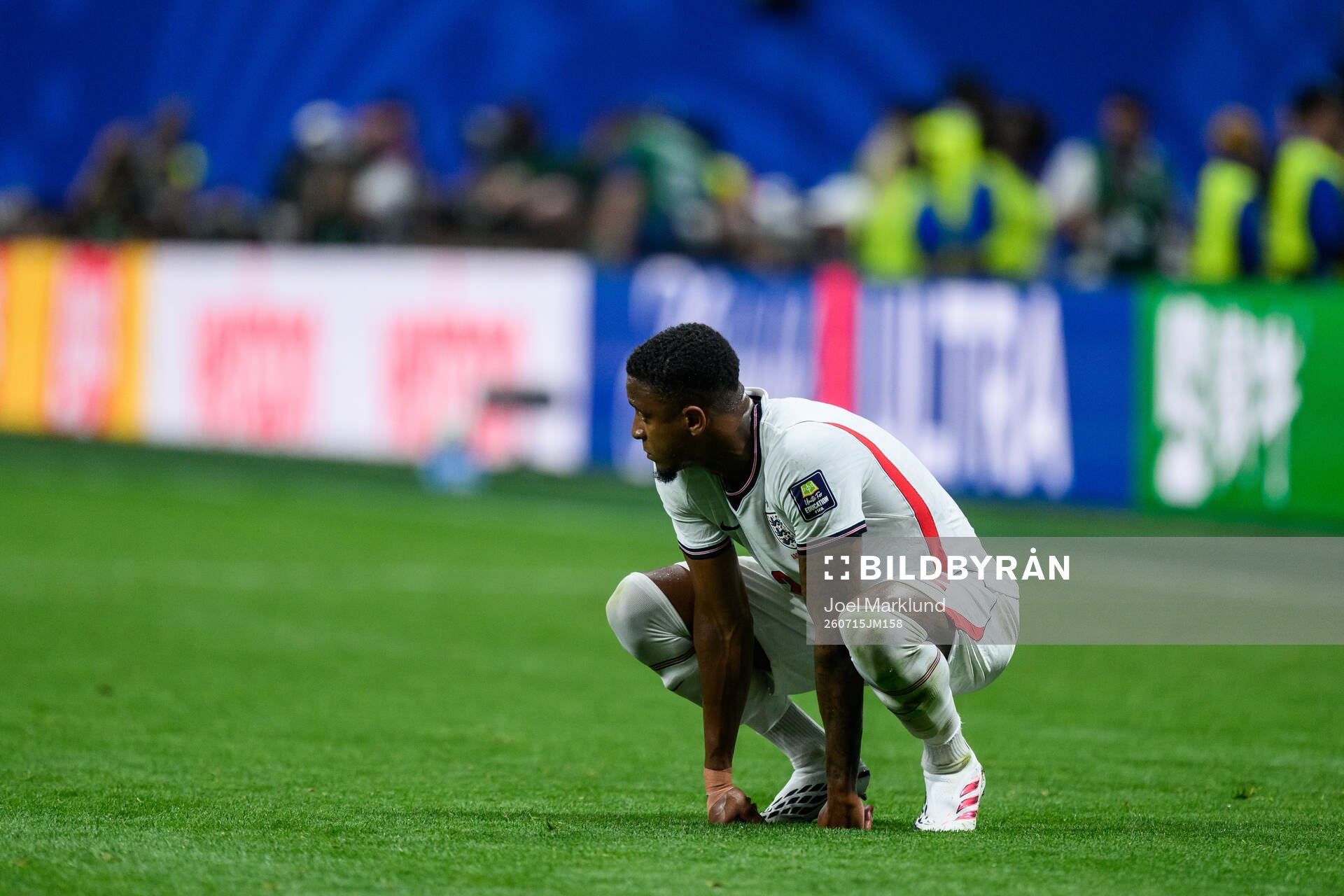 Ezri Konsa of England looks dejected