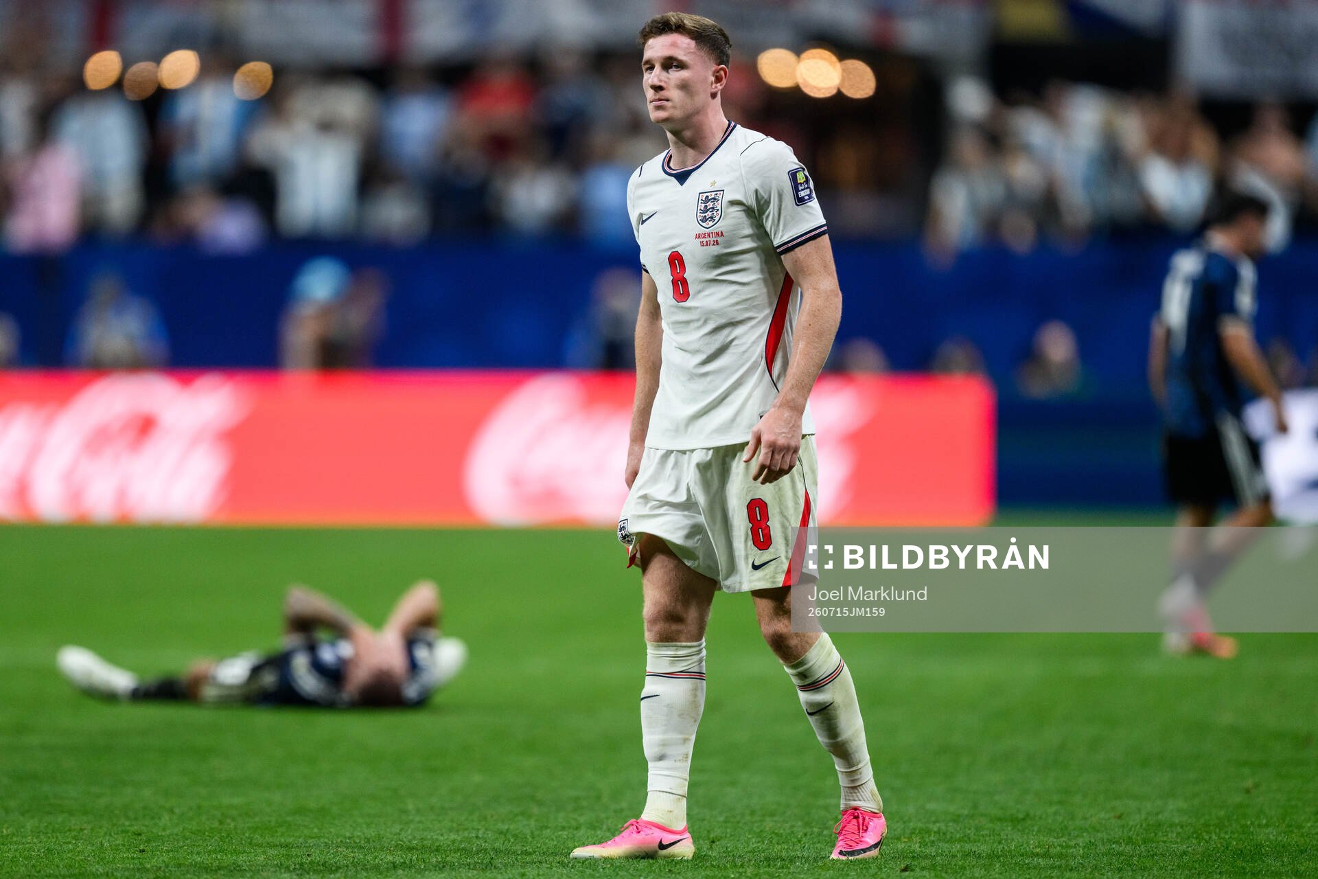 Elliot Anderson of England looks dejected