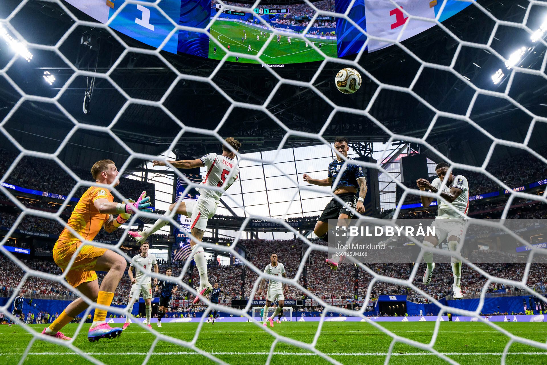 Lautaro Martinez of Argentina scores the 1-2 goal behind