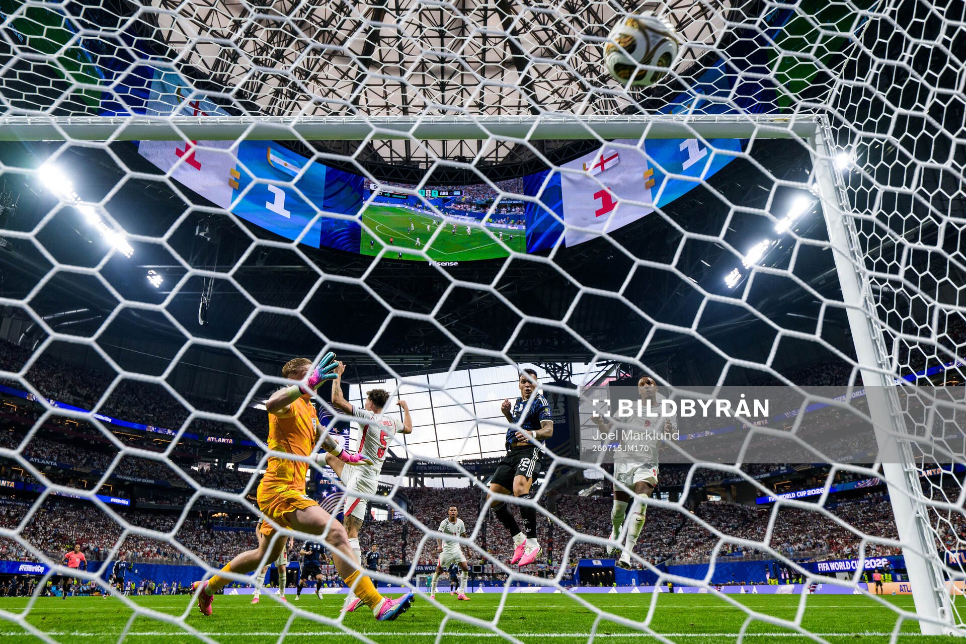 Lautaro Martinez of Argentina scores the 1-2 goal behind