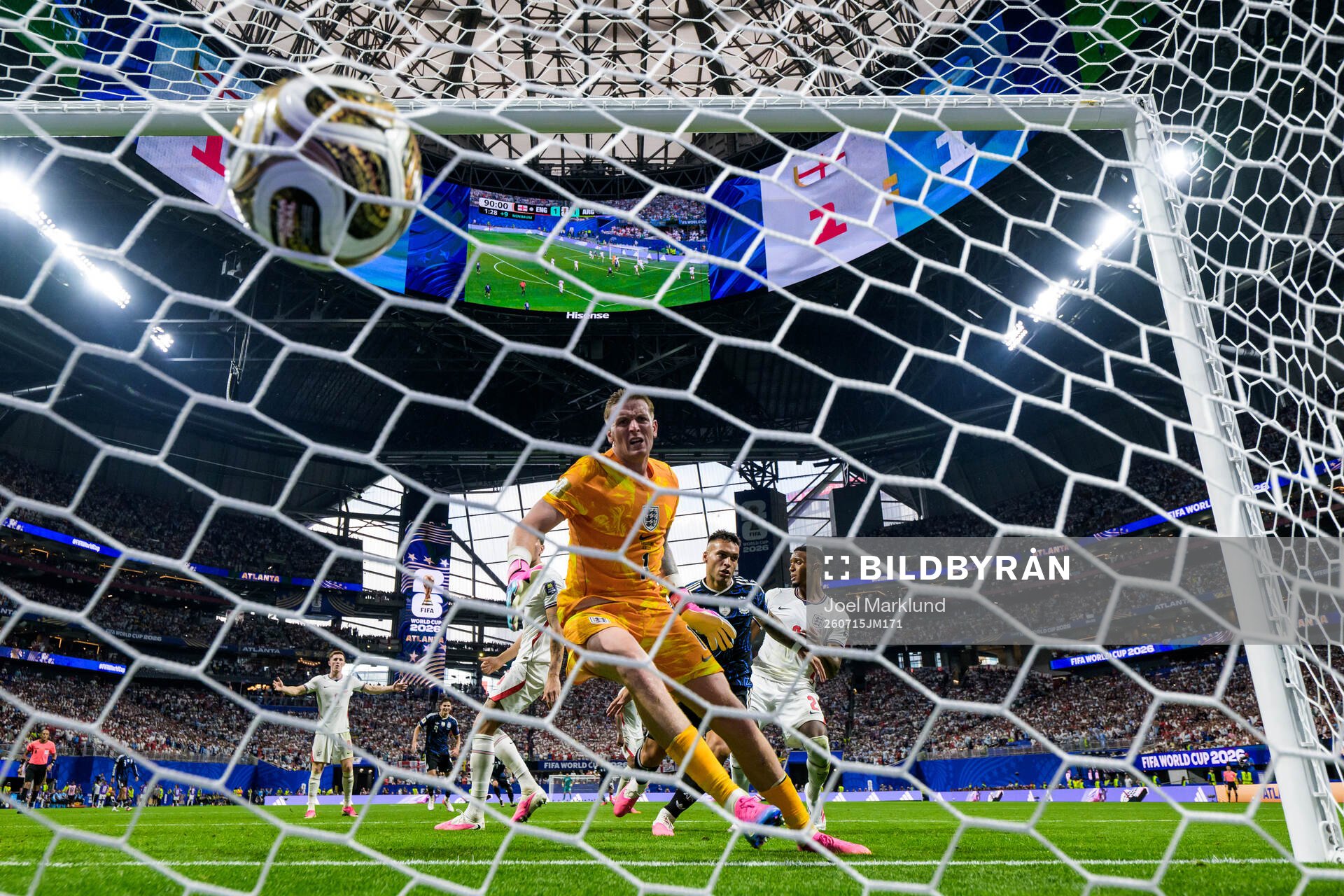Lautaro Martinez of Argentina scores the 1-2 goal behind