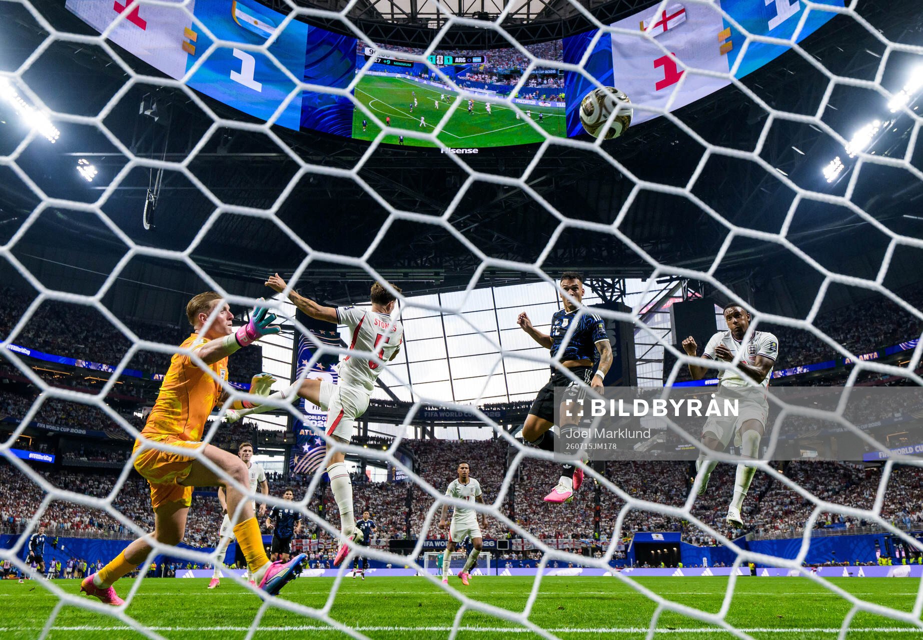 Lautaro Martinez of Argentina scores the 1-2 goal behind