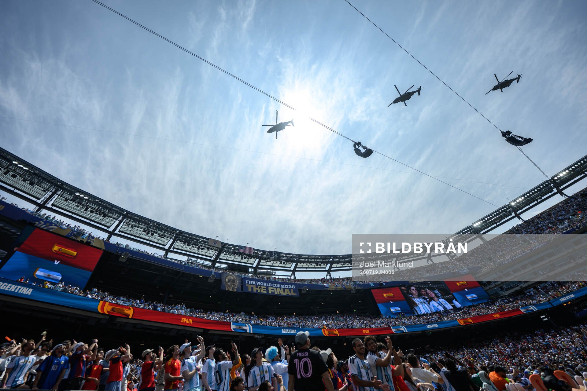 Military helicopters over New York New Jersey Stadium