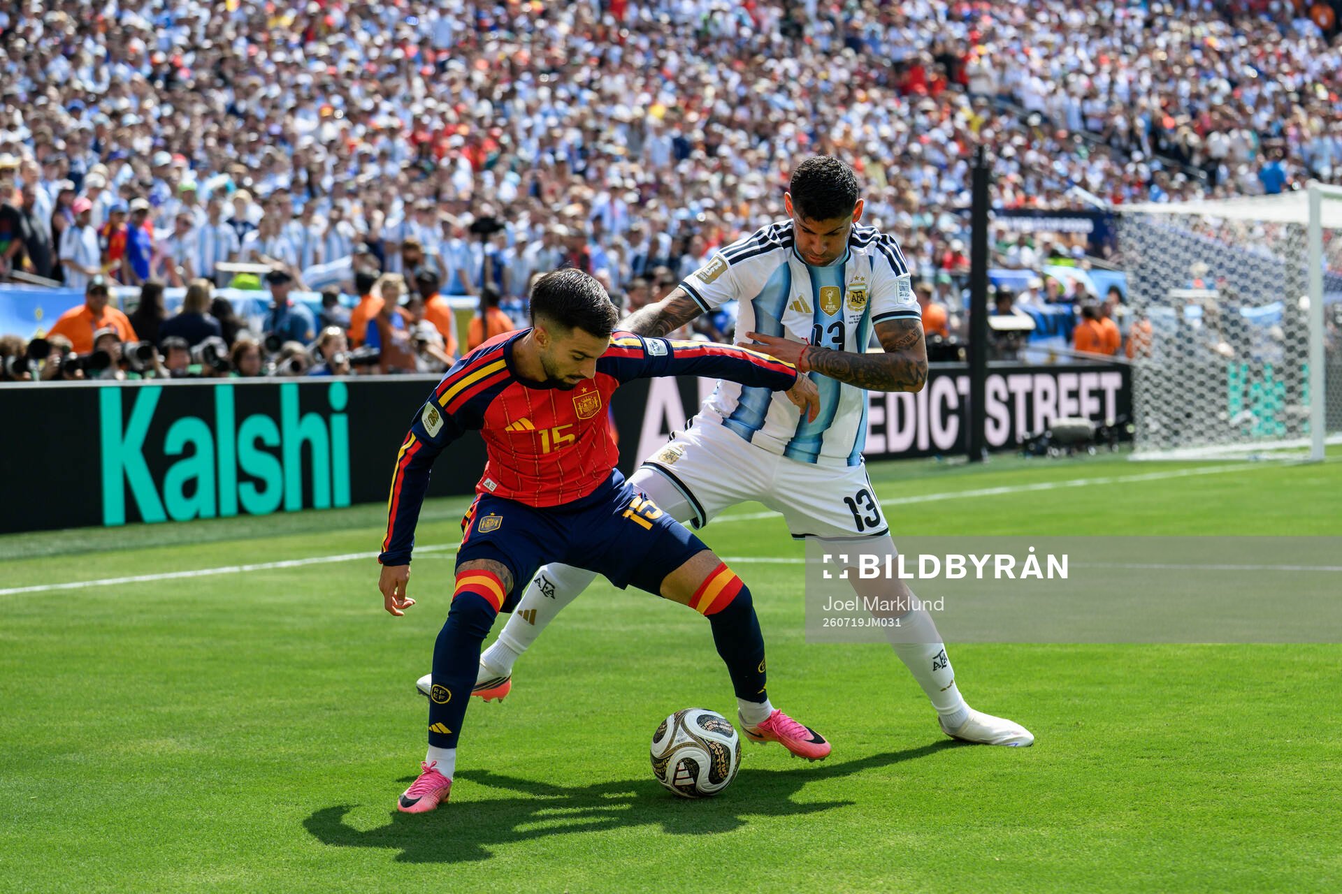 Alex Baena of Spain and Cristian Romero of Argentina