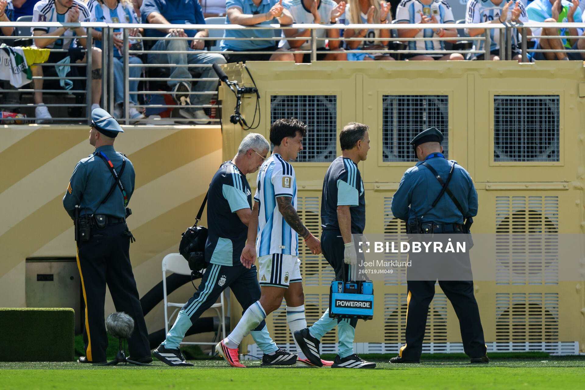 of Argentina Lisandro Martinez leaves the pitch with an