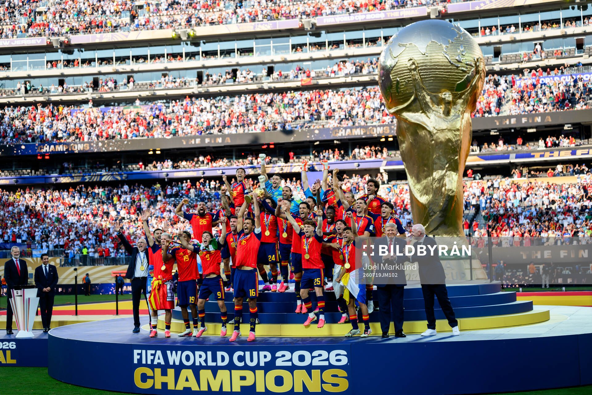Rodri of Spain hoists the trophy