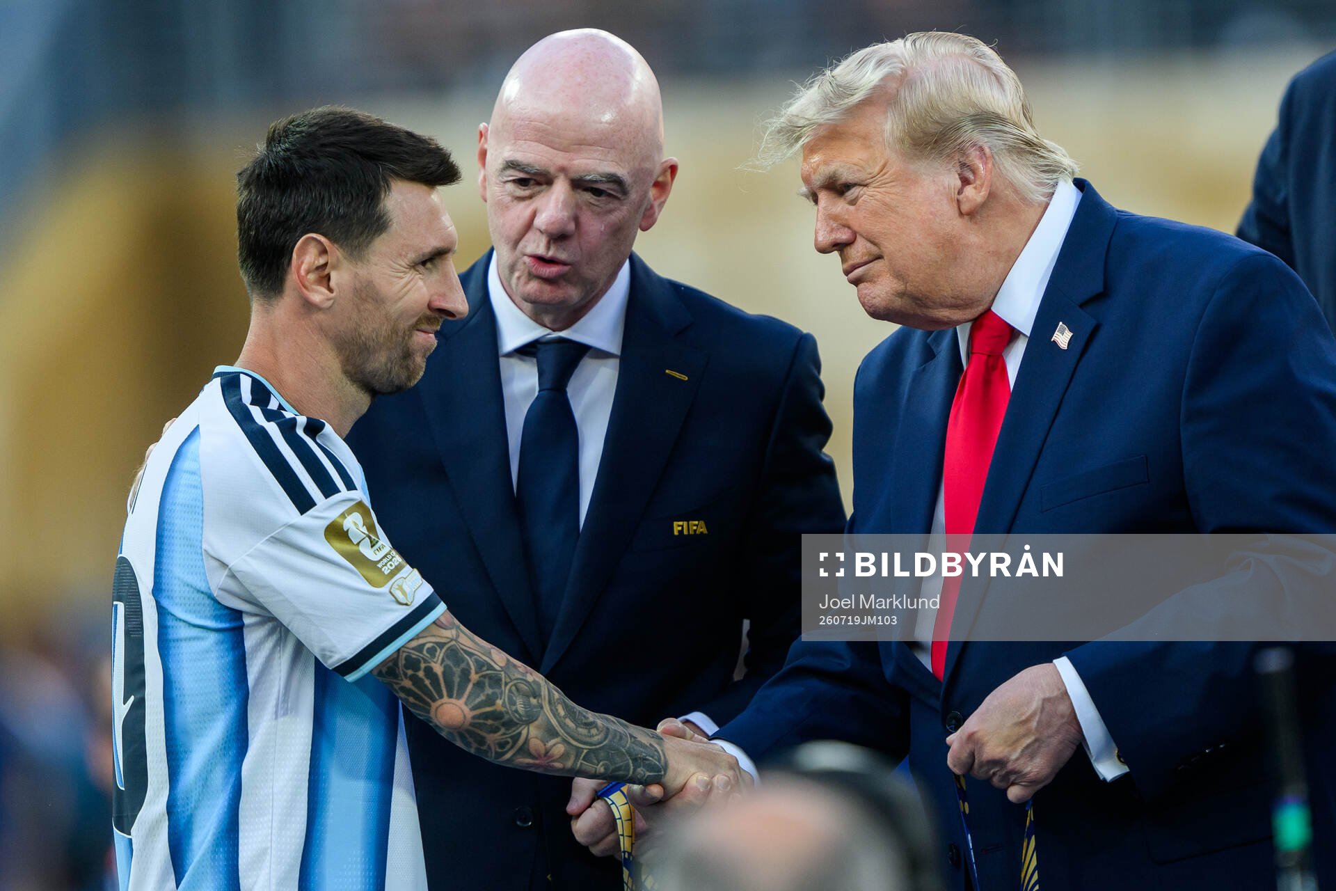 Lionel Messi of Argentina and Donald Trump, President of USA