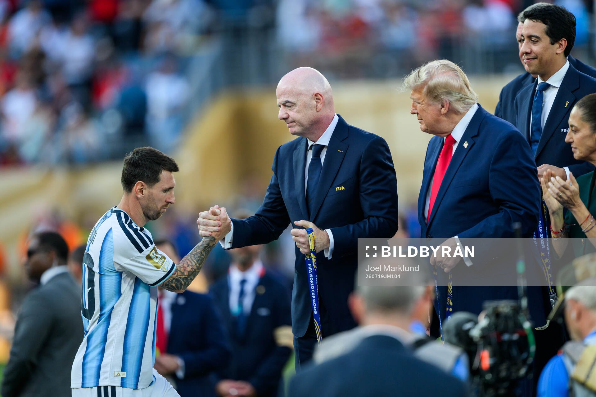 Lionel Messi of Argentina and Gianni Infantino, President