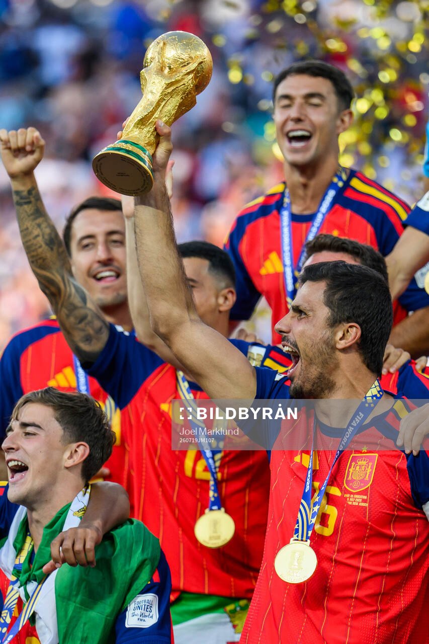 Rodri of Spain hoists the trophy