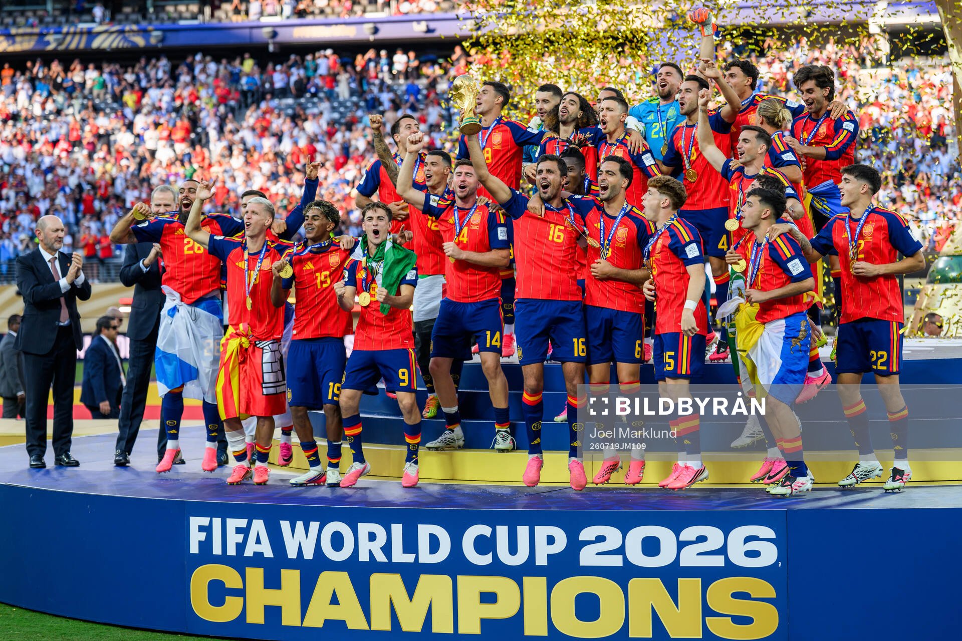 Rodri of Spain hoists the trophy