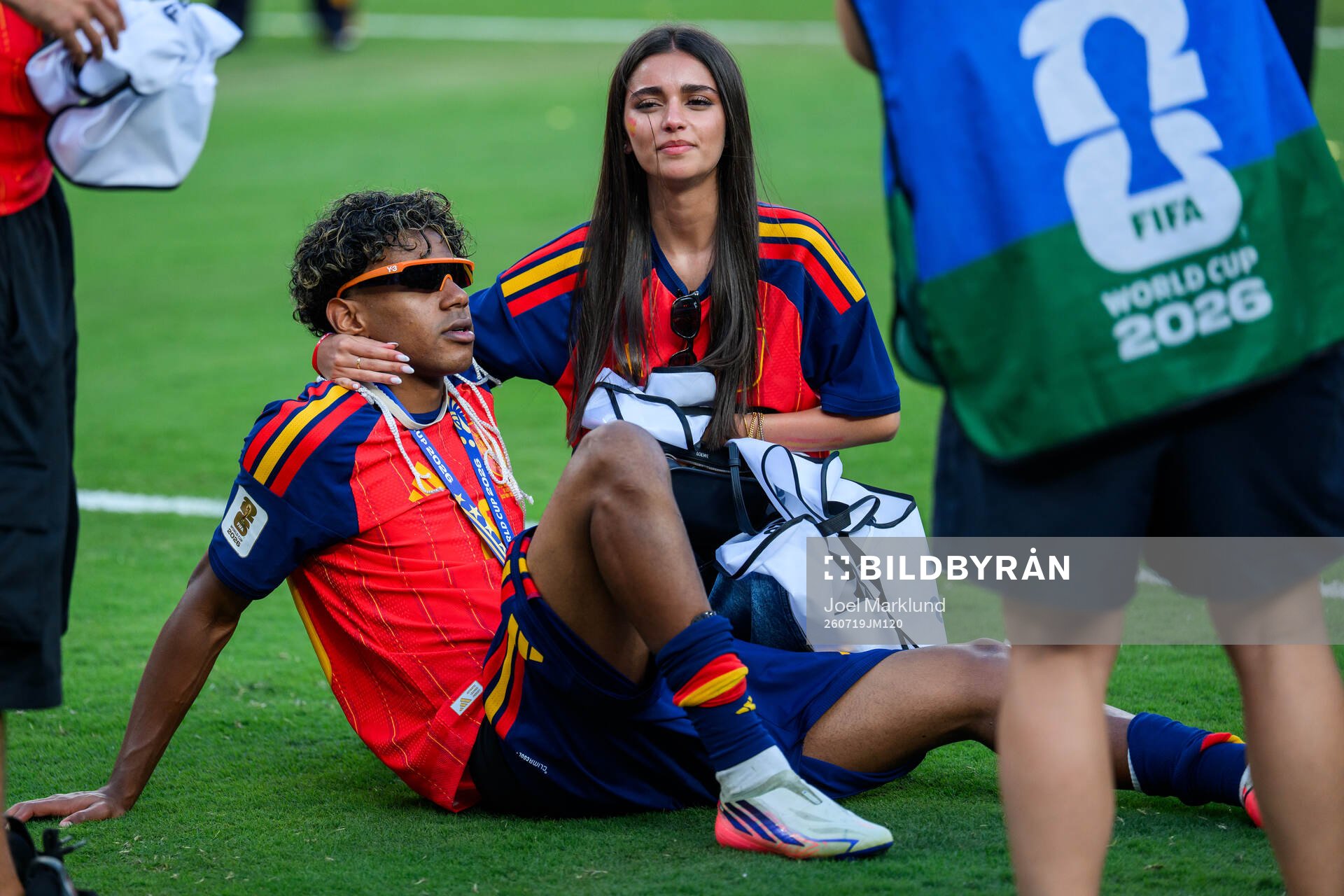 Lamine Yamal of Spain with his girlfriend Ines Garcia Santos