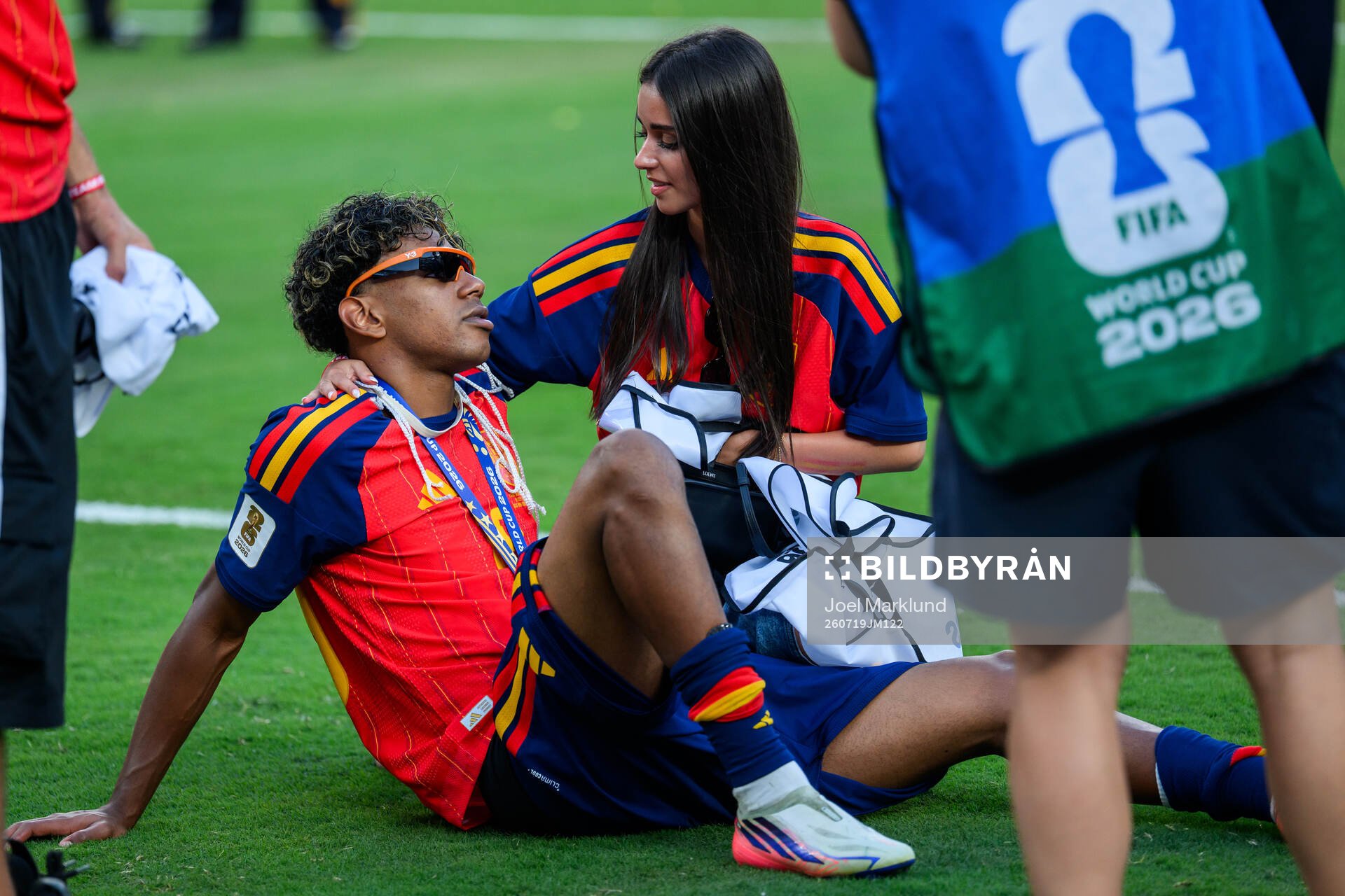 Lamine Yamal of Spain with his girlfriend Ines Garcia Santos