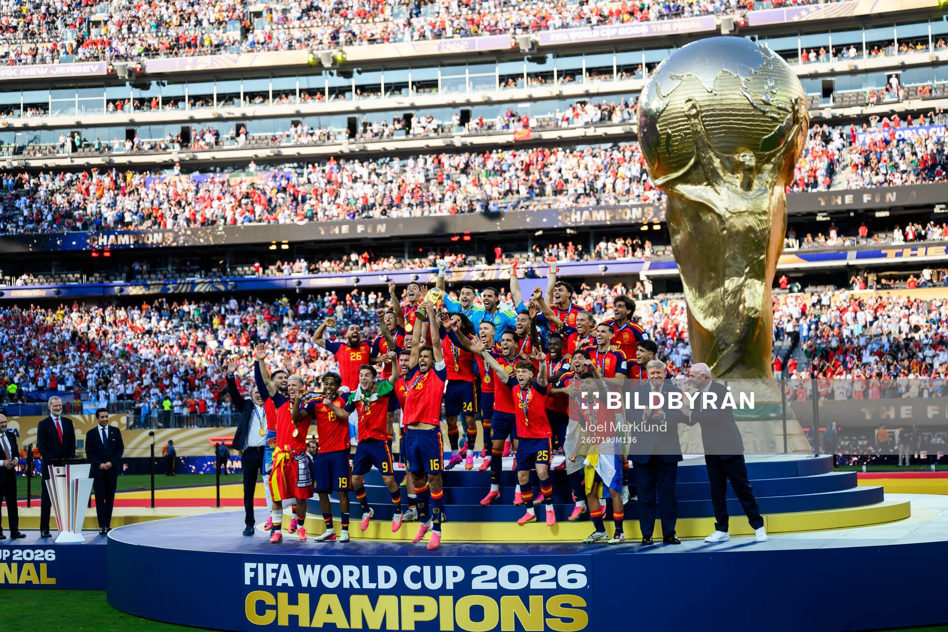 Rodri of Spain hoists the trophy