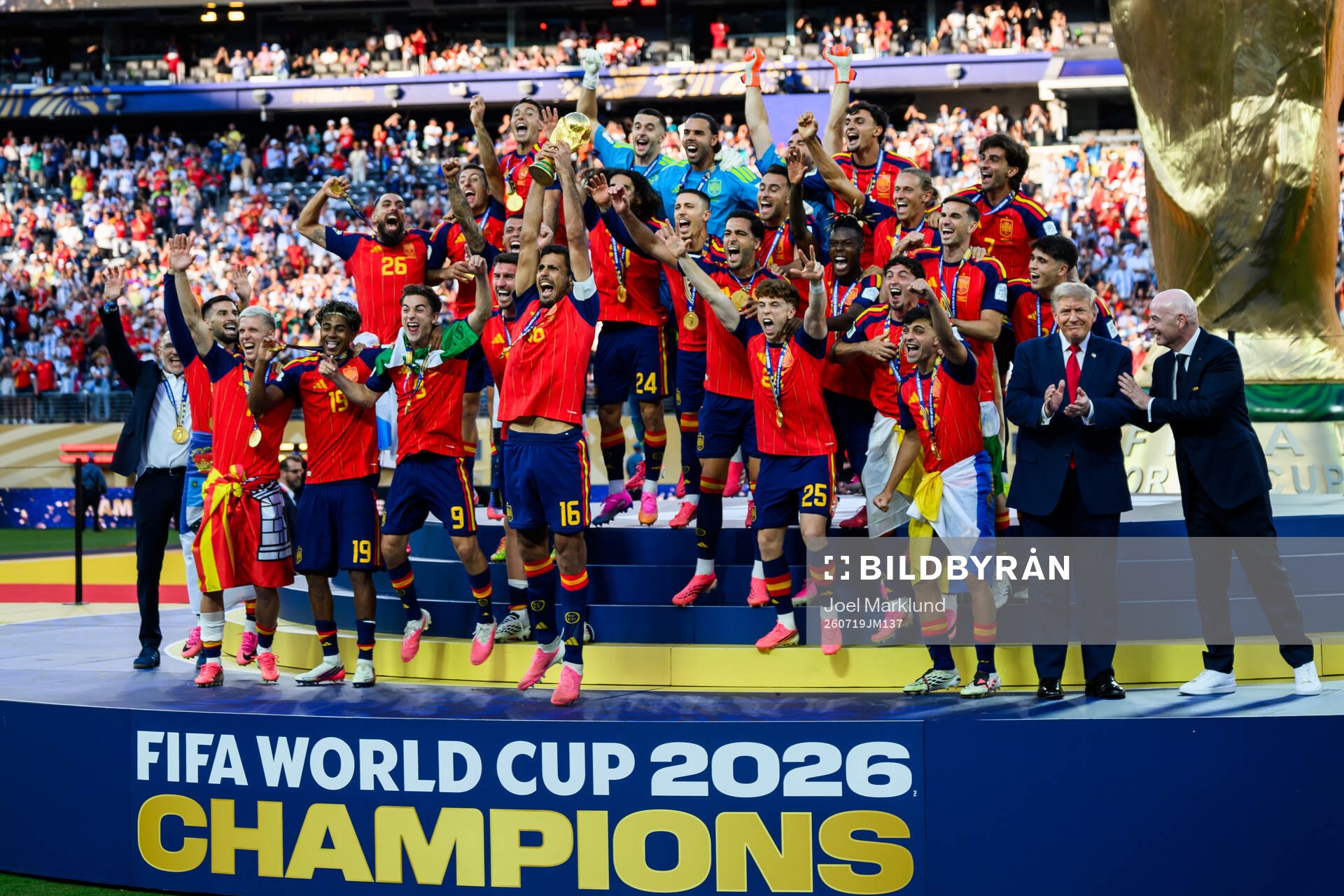 Rodri of Spain hoists the trophy