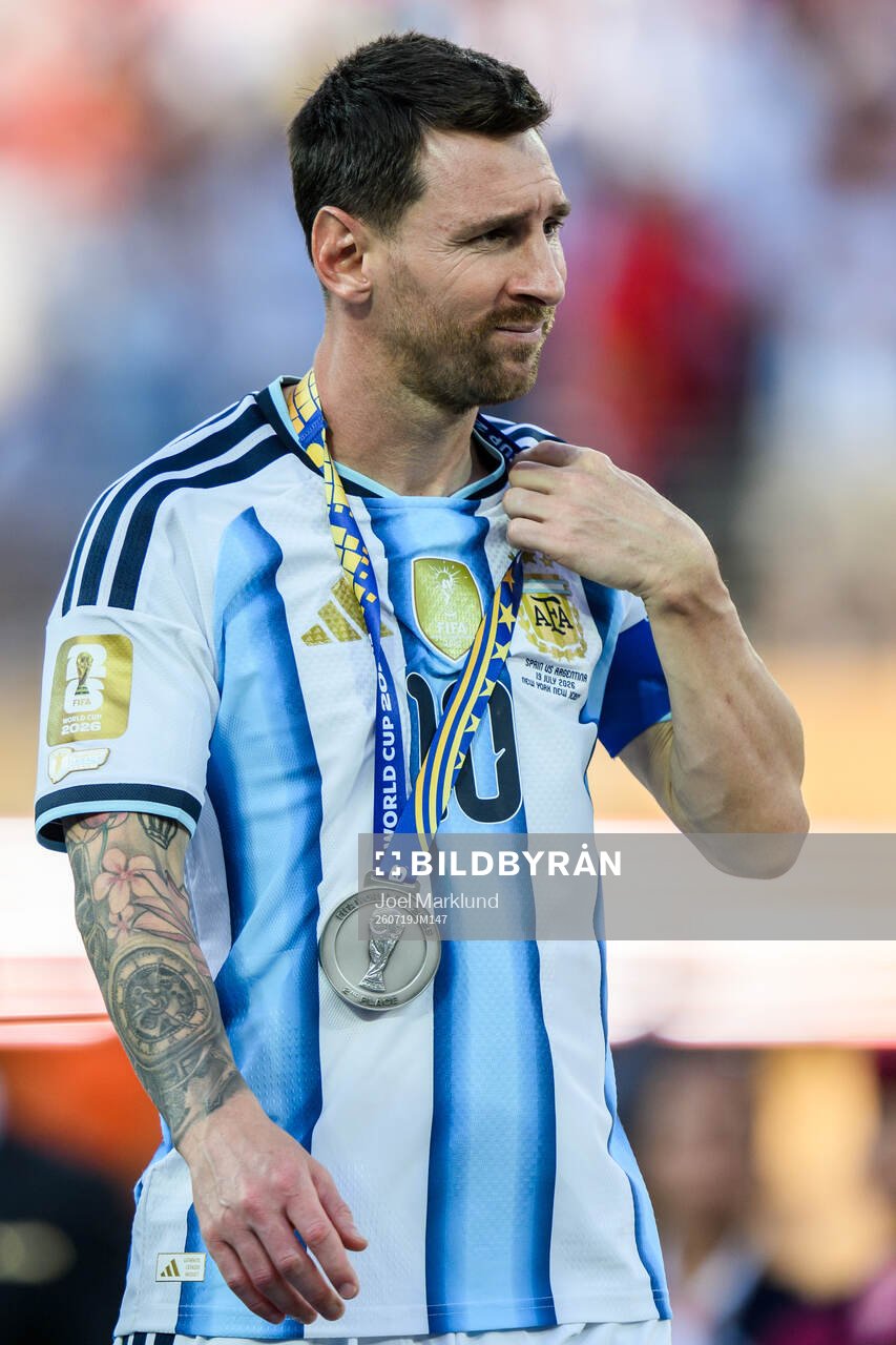 Lionel Messi of Argentina looks dejected