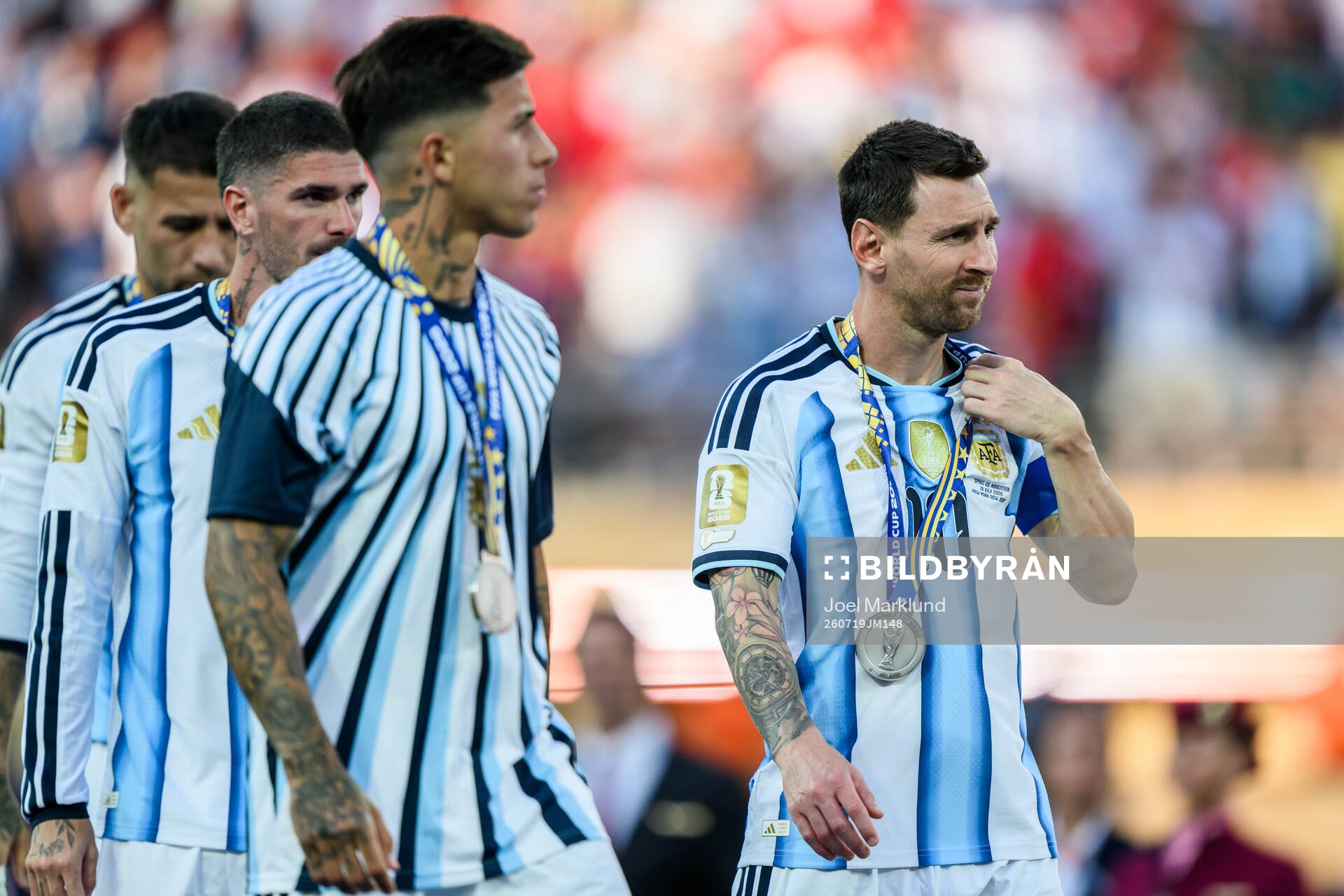 Lionel Messi of Argentina looks dejected