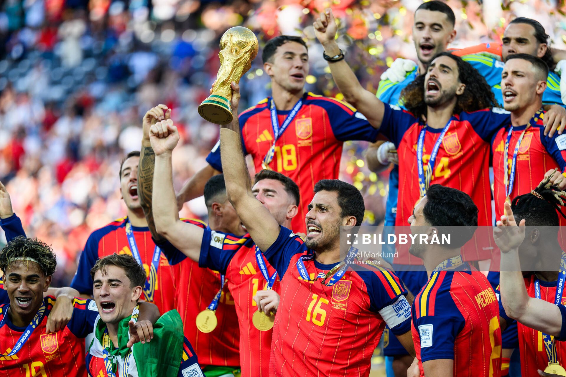 Rodri of Spain hoists the trophy