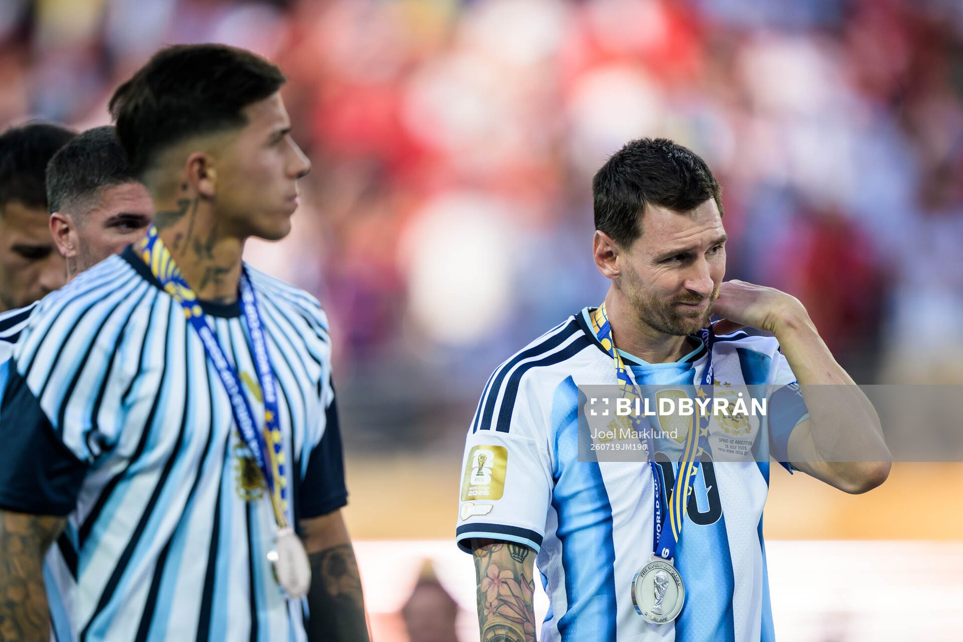 Lionel Messi of Argentina looks dejected