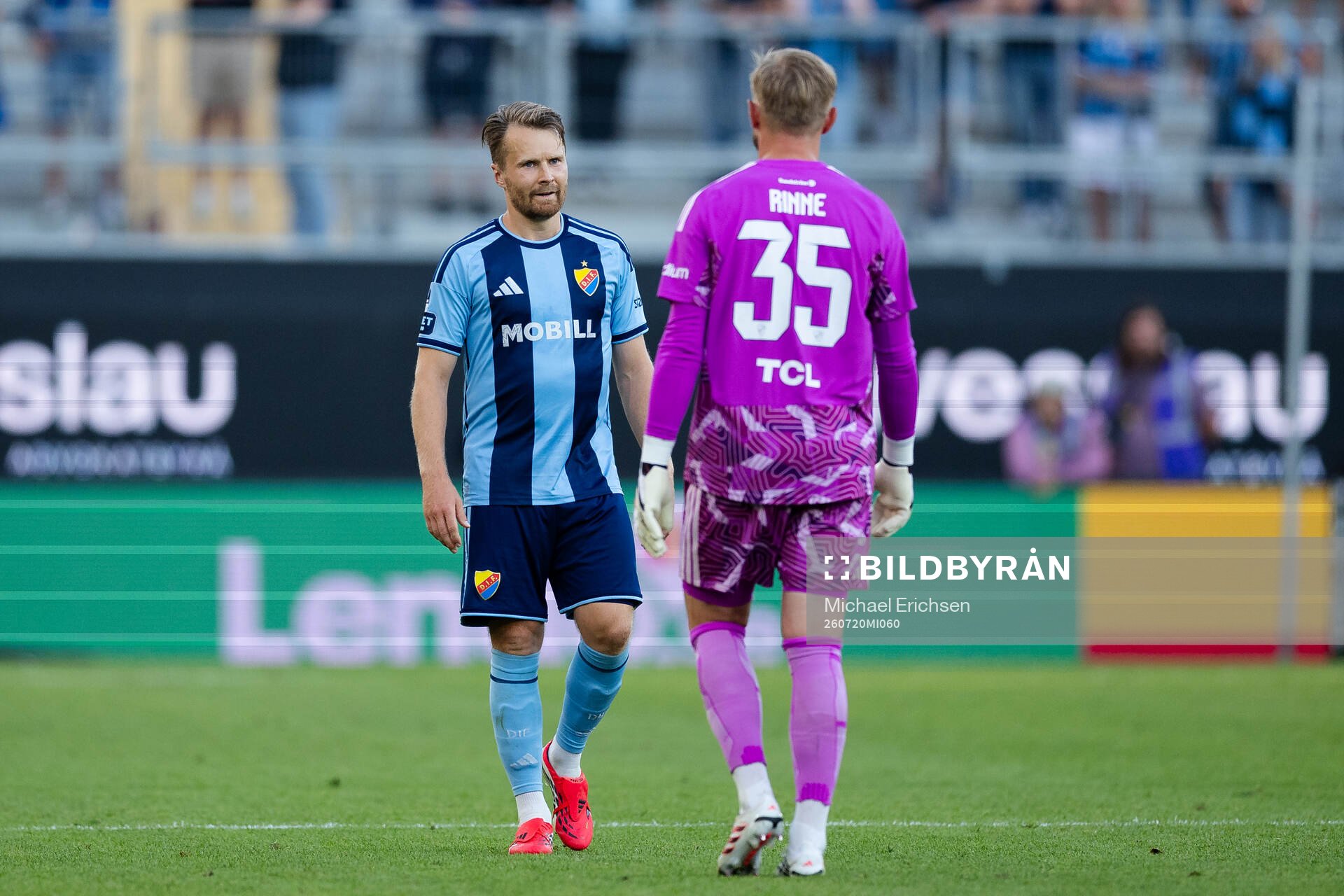 Djurgårdens Jacob Une och målvakt Jacob Rinne