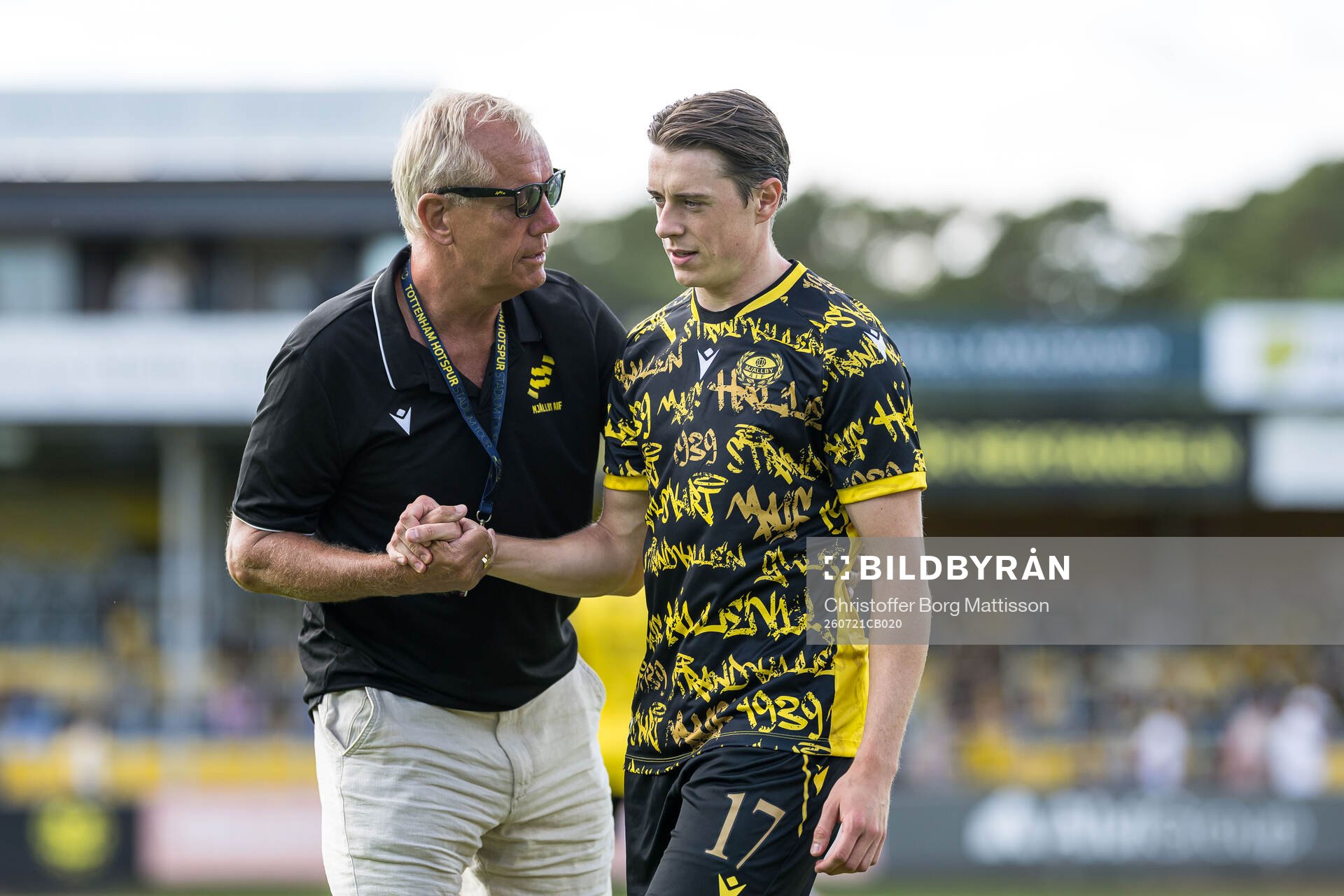 Sports director Hasse Larsson and Elliot Stroud of Mjällby