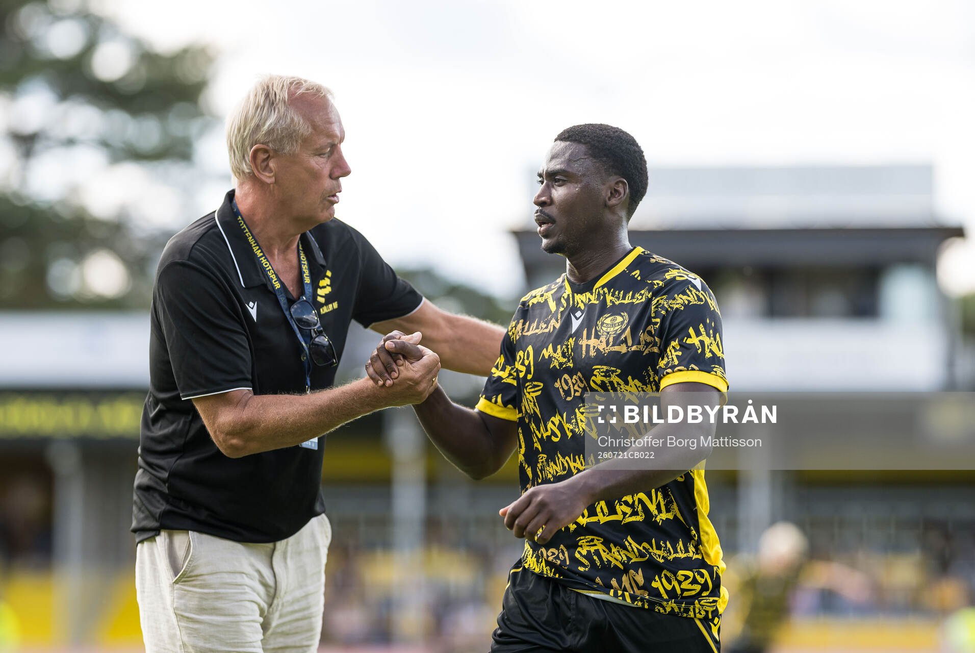 Sports director Hasse Larsson and Tony Miettinen of Mjällby