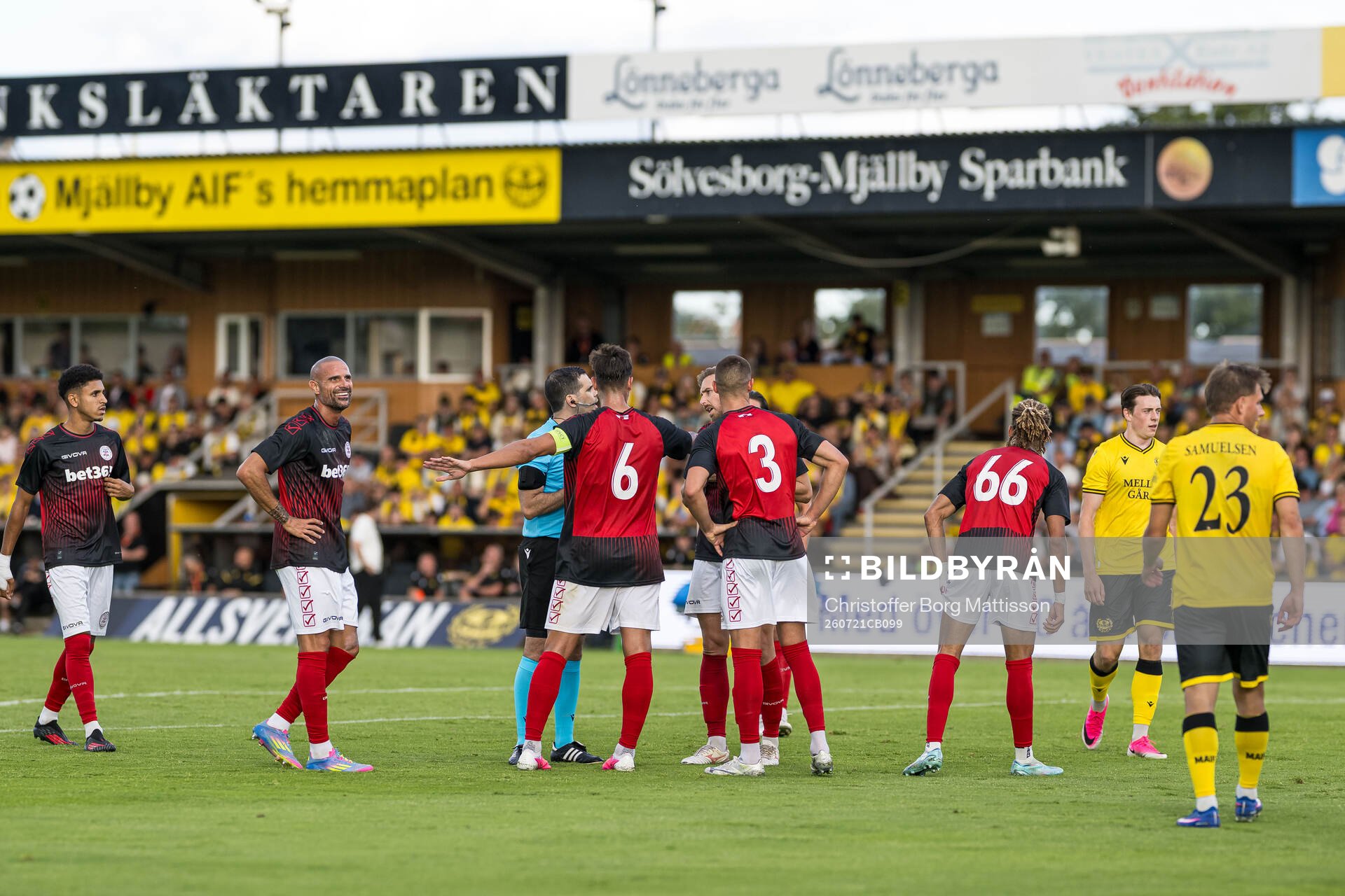 Players of Lincoln Red Imps reacts