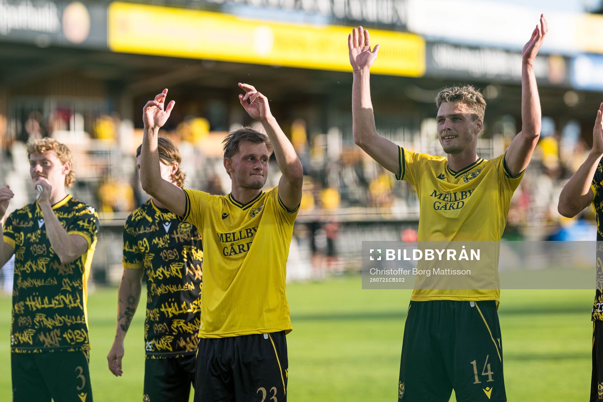 Aki Samuelsen celebrates and Villiam Granath of Mjällby