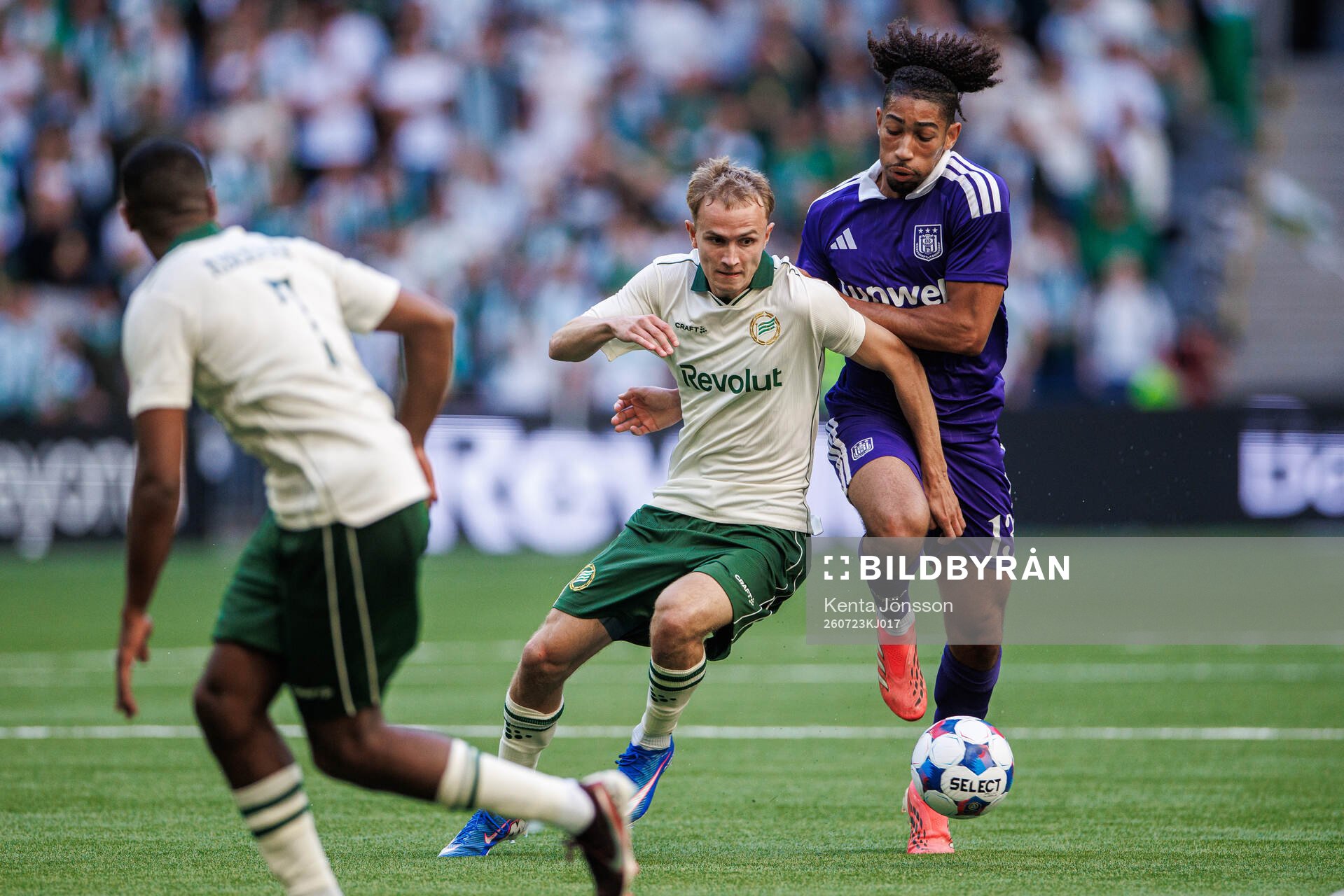 Victor Lind of Hammarby and Nathan Saliba of Anderlecht
