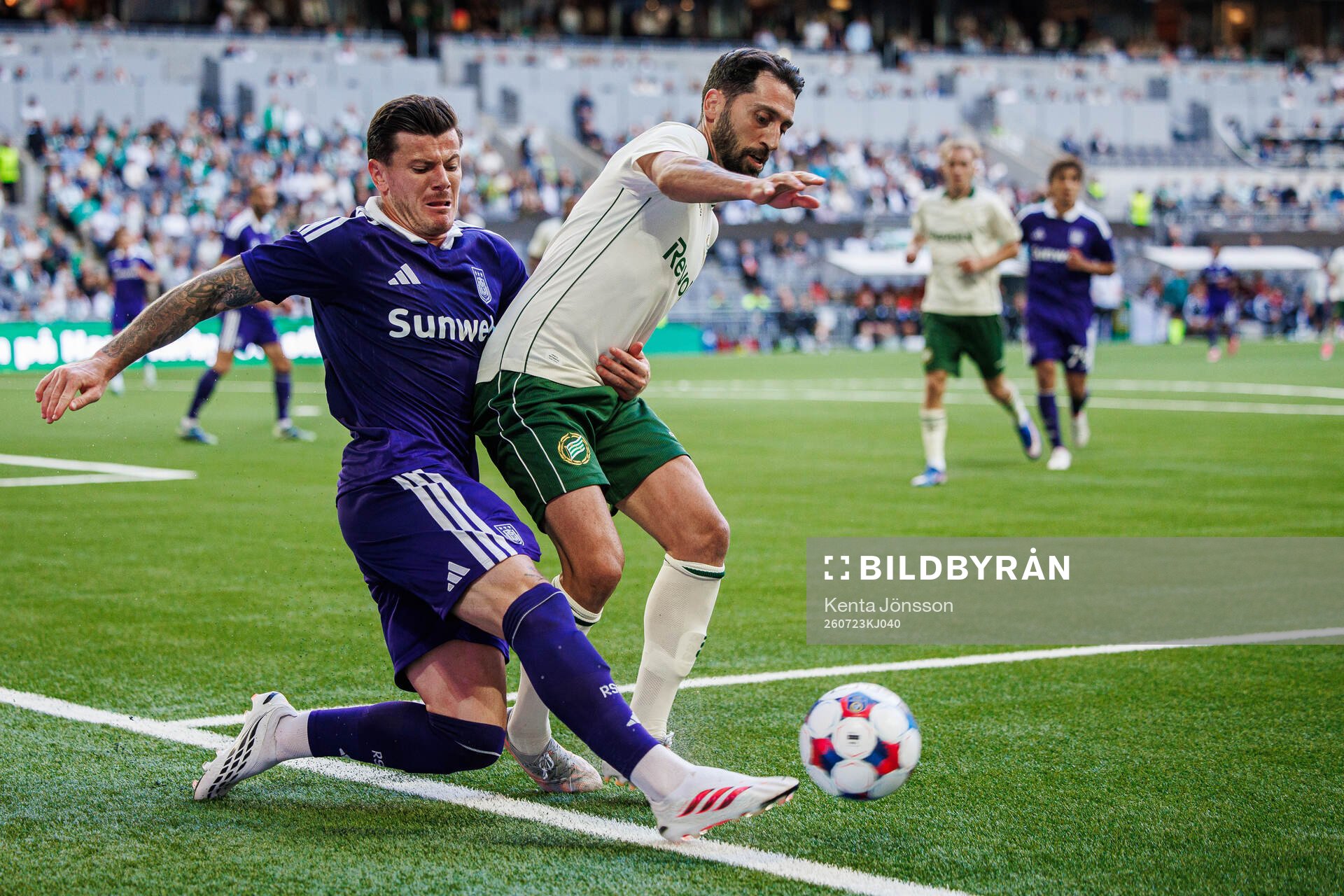 Giulian Biancone of Anderlecht and Nahir Besara of Hammarby
