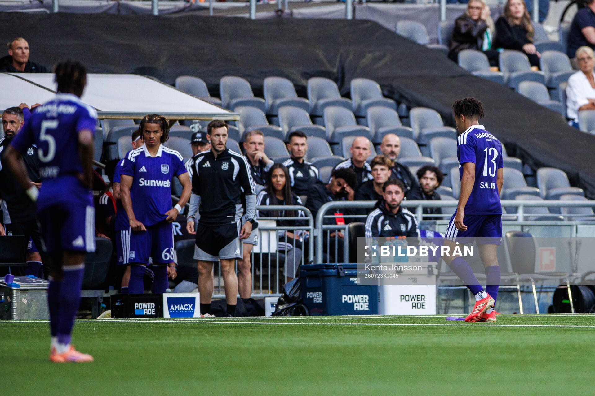 Nathan Saliba of Anderlecht leaving the field