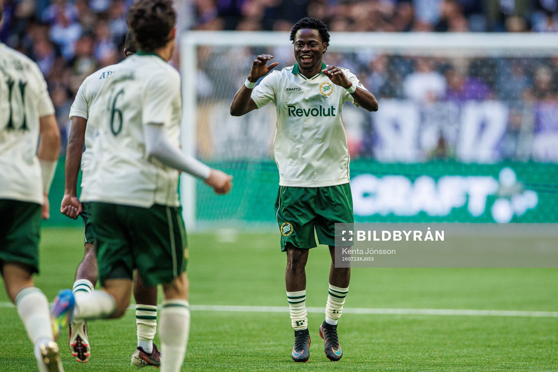 Frank Junior Adjei of Hammarby celebrates