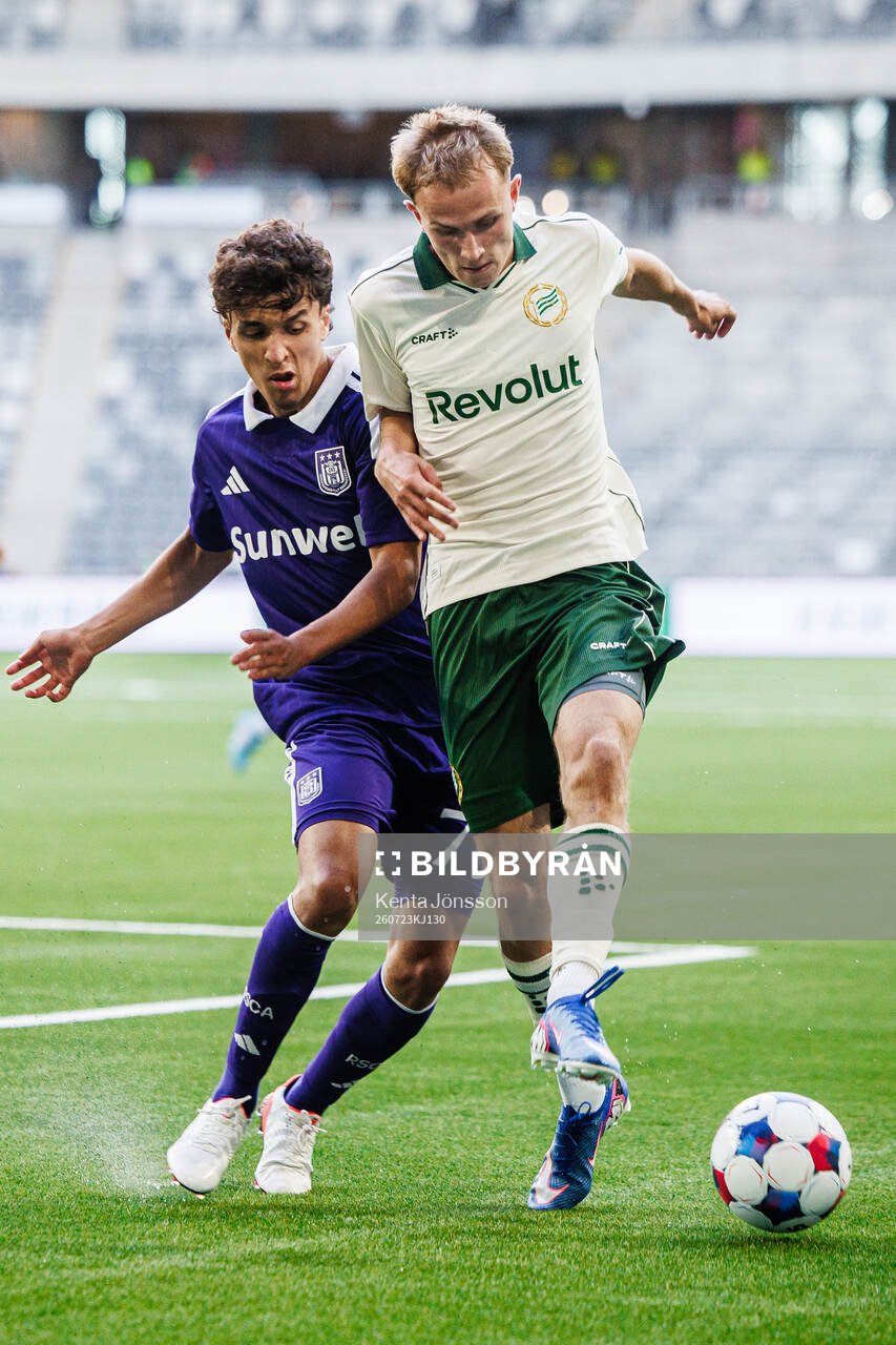 Ali Maamar of Anderlecht and Victor Lind of Hammarby