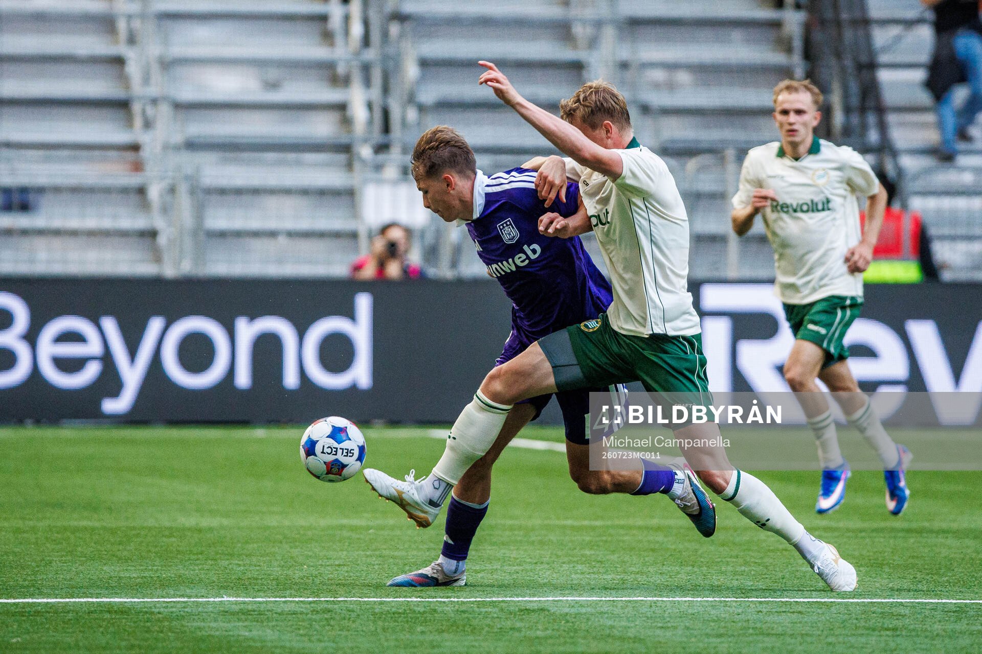 Danylo Sikan of Anderlecht and Victor Eriksson of Hammarby