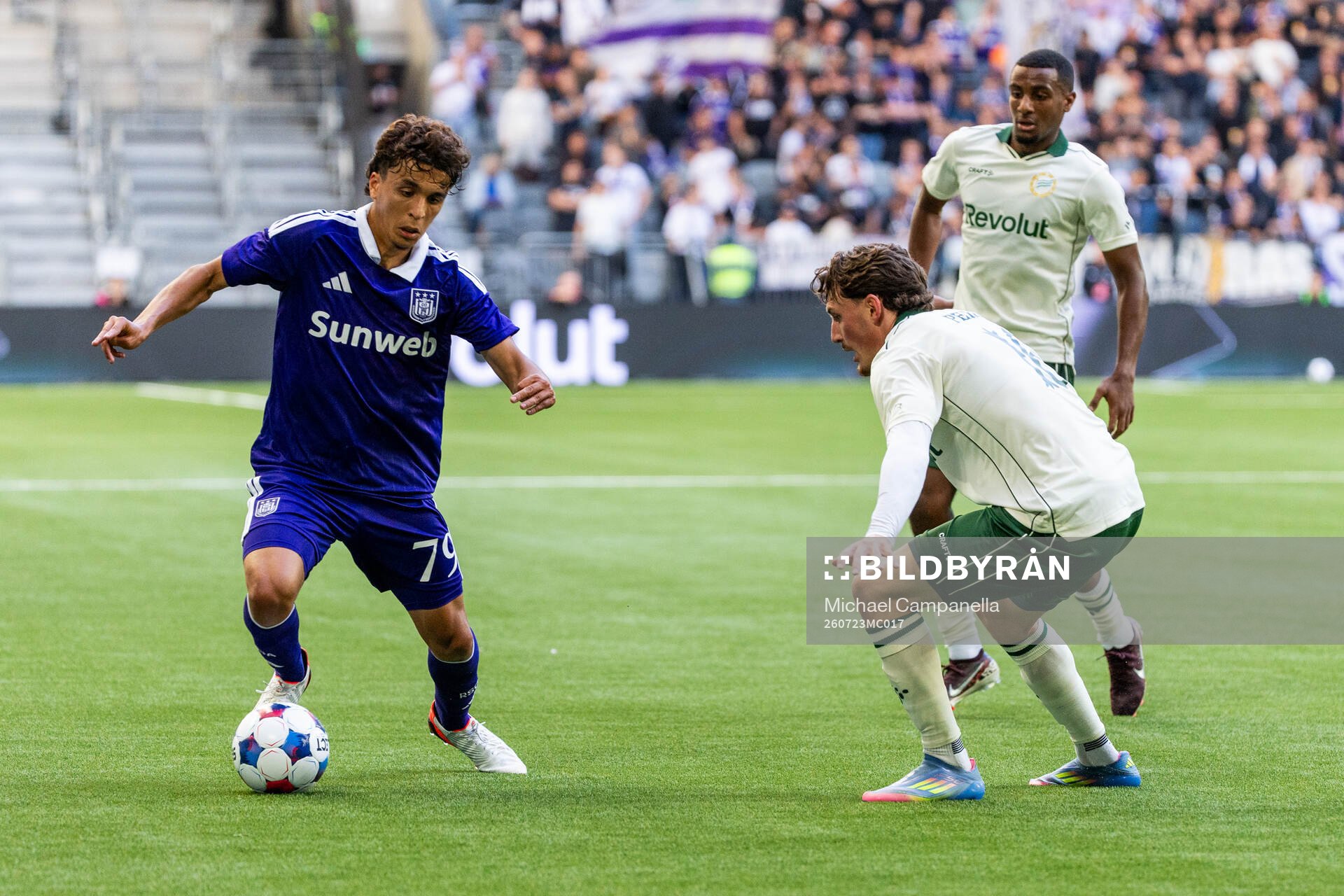 Ali Maamar of Anderlecht and Noah Persson of Hammarby