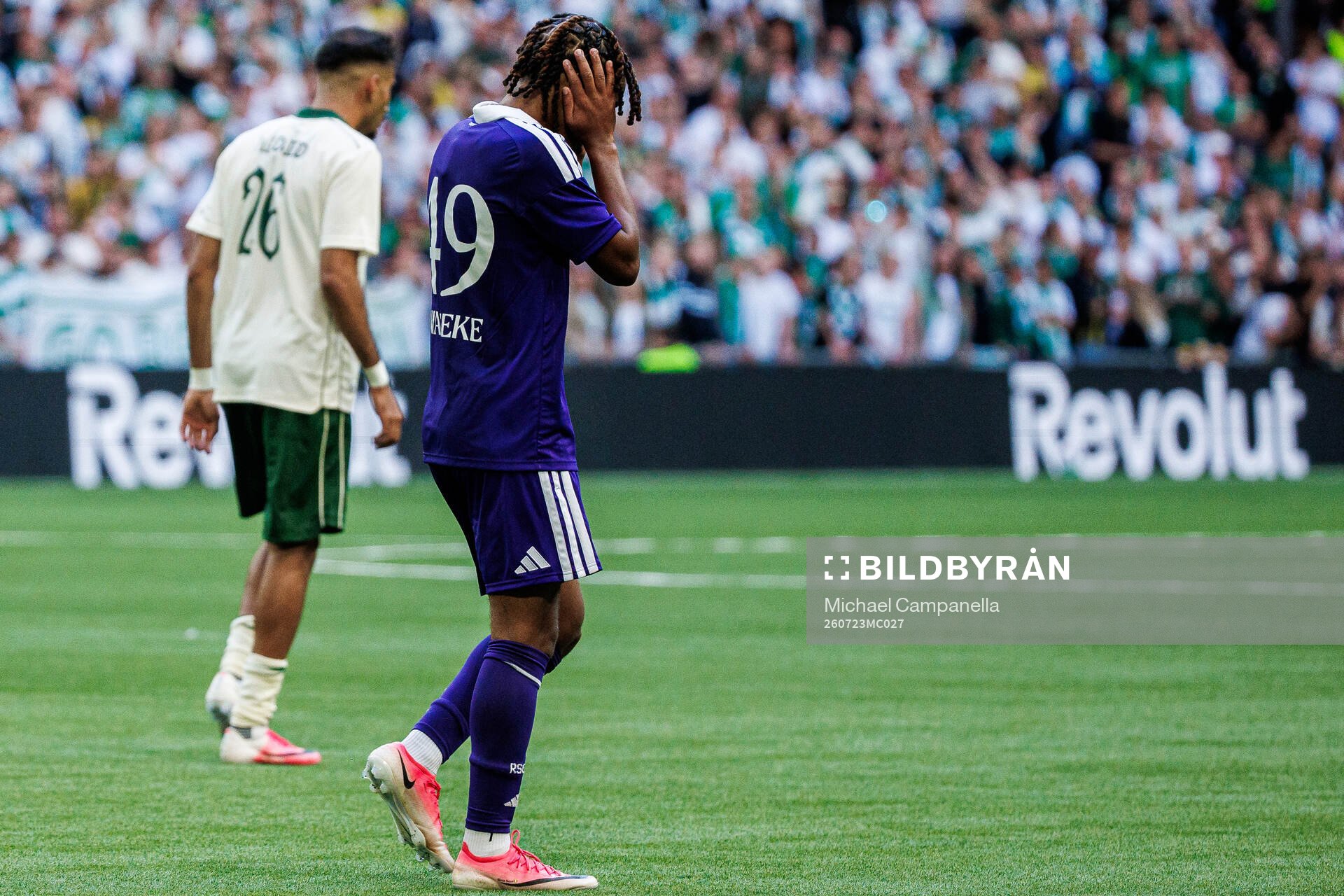 Jayden Onia Seke of Anderlecht looks dejected