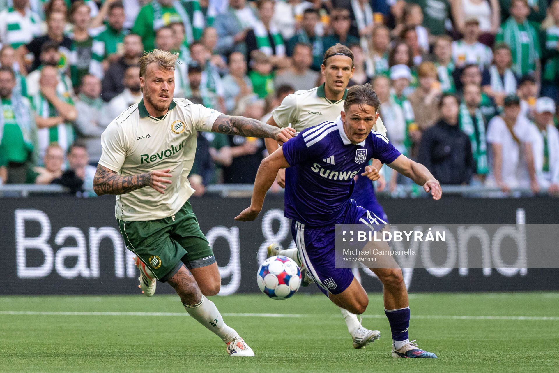Victor Eriksson of Hammarby and Danylo Sikan of Anderlecht