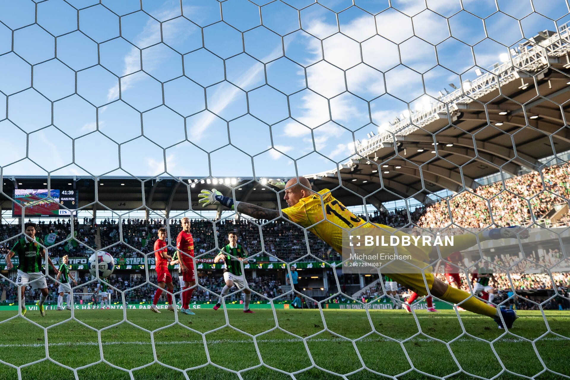 Matteo De Brienne of GAIS scores 1-0 past goalkeeper